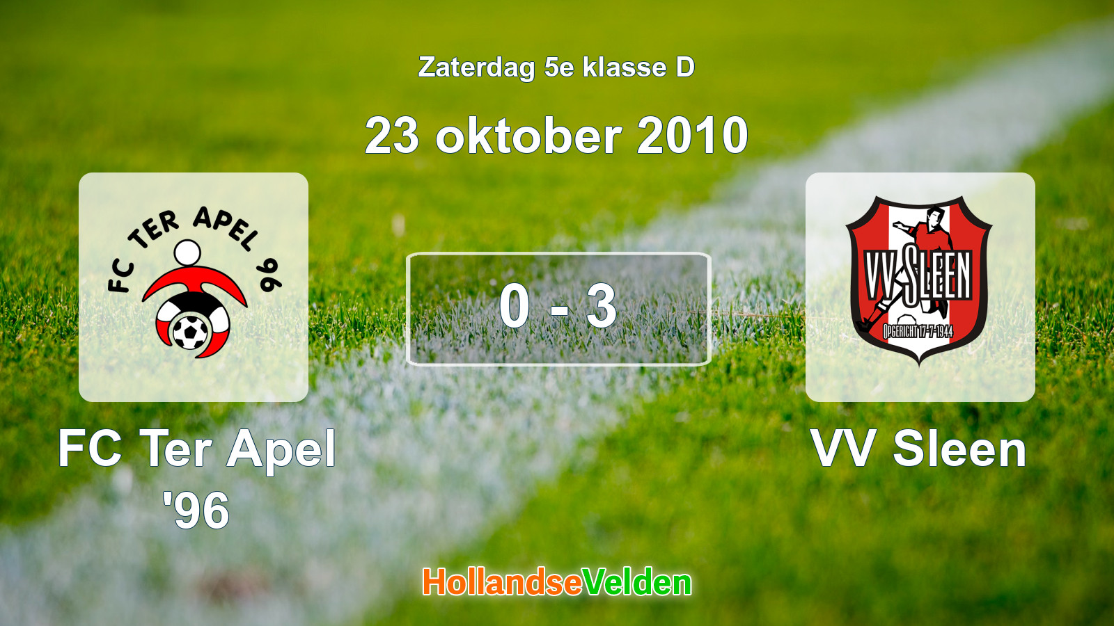 Gespeelde wedstrijd: FC Ter Apel '96 - VV Sleen 0 - 3 (23 oktober 2010)