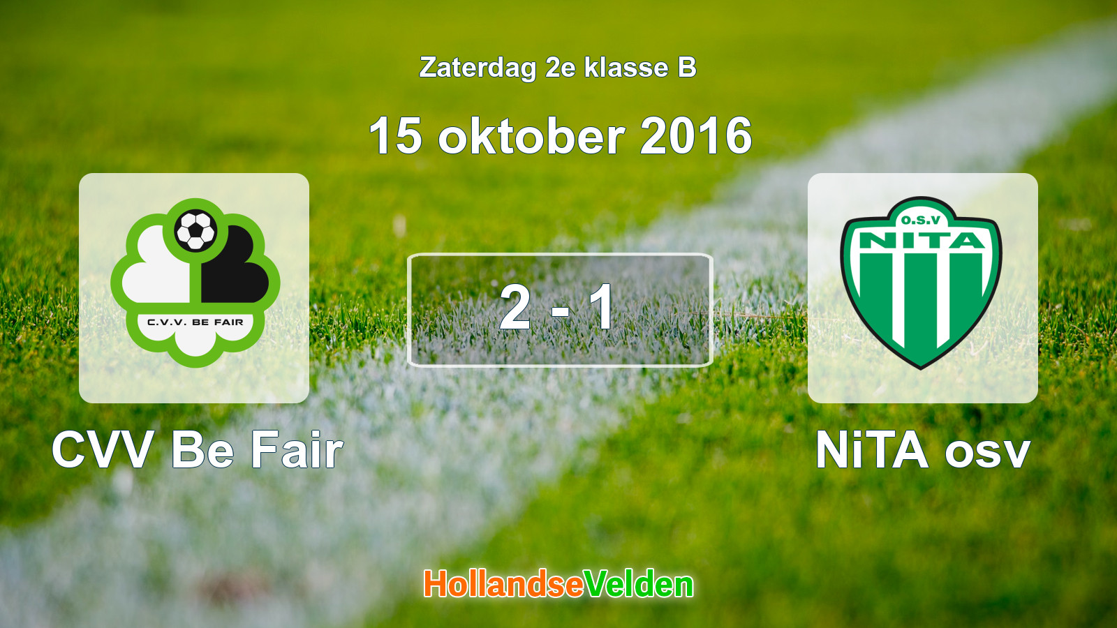 Gespeelde wedstrijd: CVV Be Fair - NiTA osv 2 - 1 (15 oktober 2016)