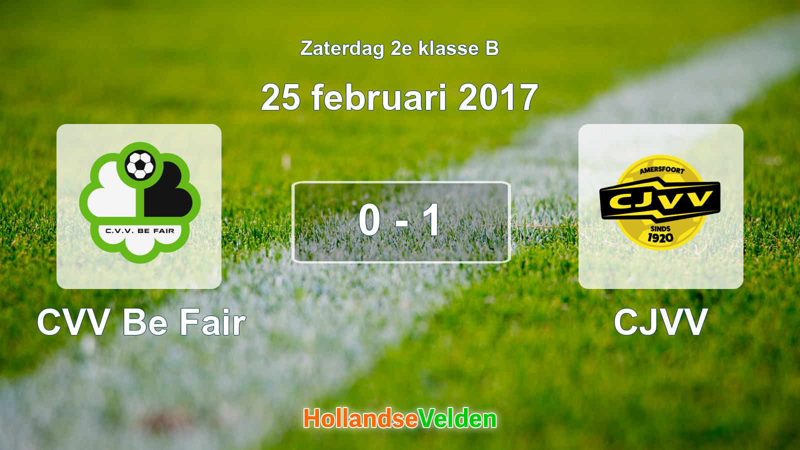 Gespeelde wedstrijd: CVV Be Fair - CJVV 0 - 1 (25 februari 2017)