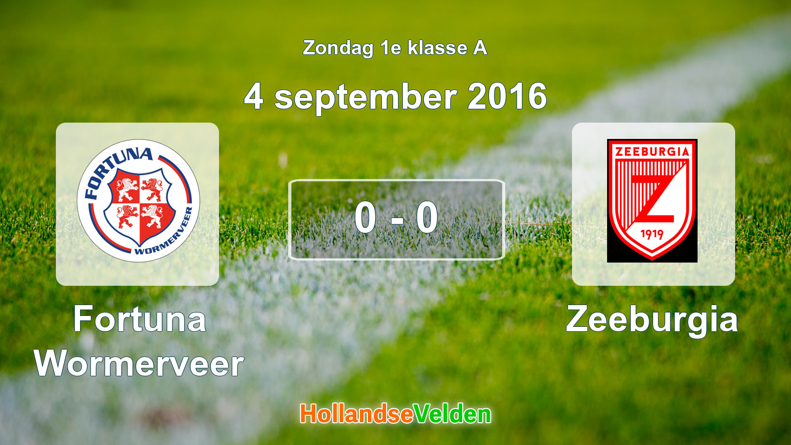 Gespeelde wedstrijd: Fortuna Wormerveer - Zeeburgia 0 - 0 (4 september 2016)