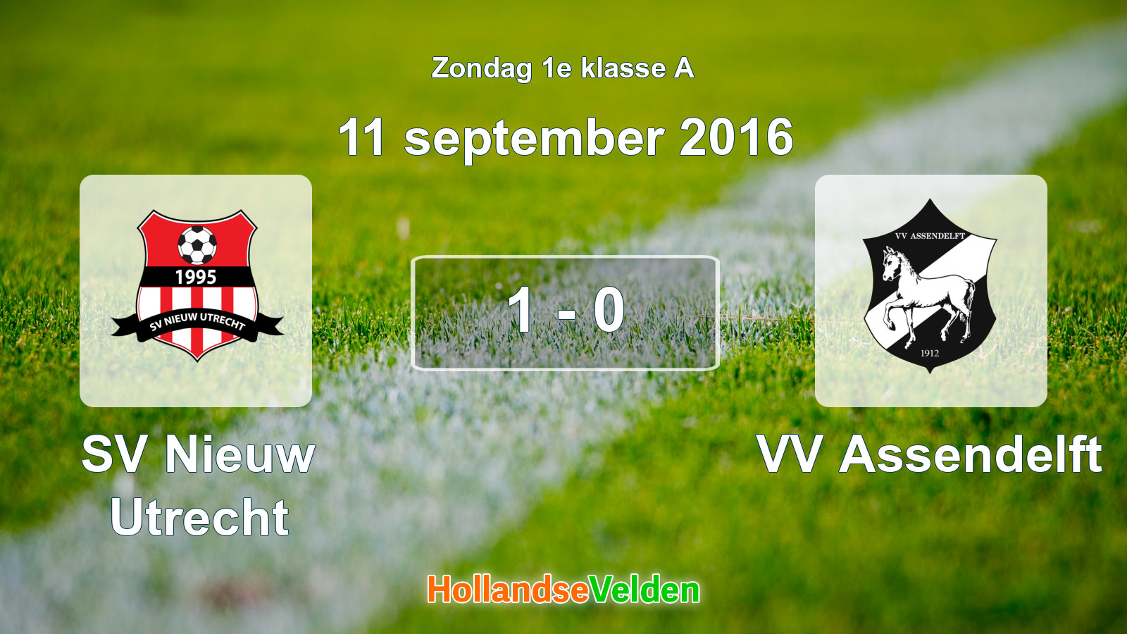 Gespeelde wedstrijd: SV Nieuw Utrecht - VV Assendelft 1 - 0 (11 september 2016)