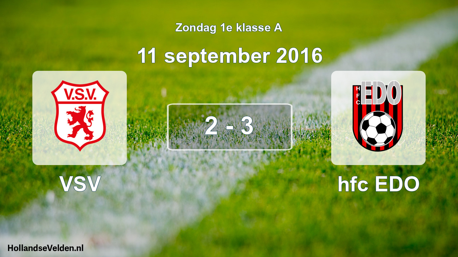 Gespeelde wedstrijd: VSV - hfc EDO 2 - 3 (11 september 2016)