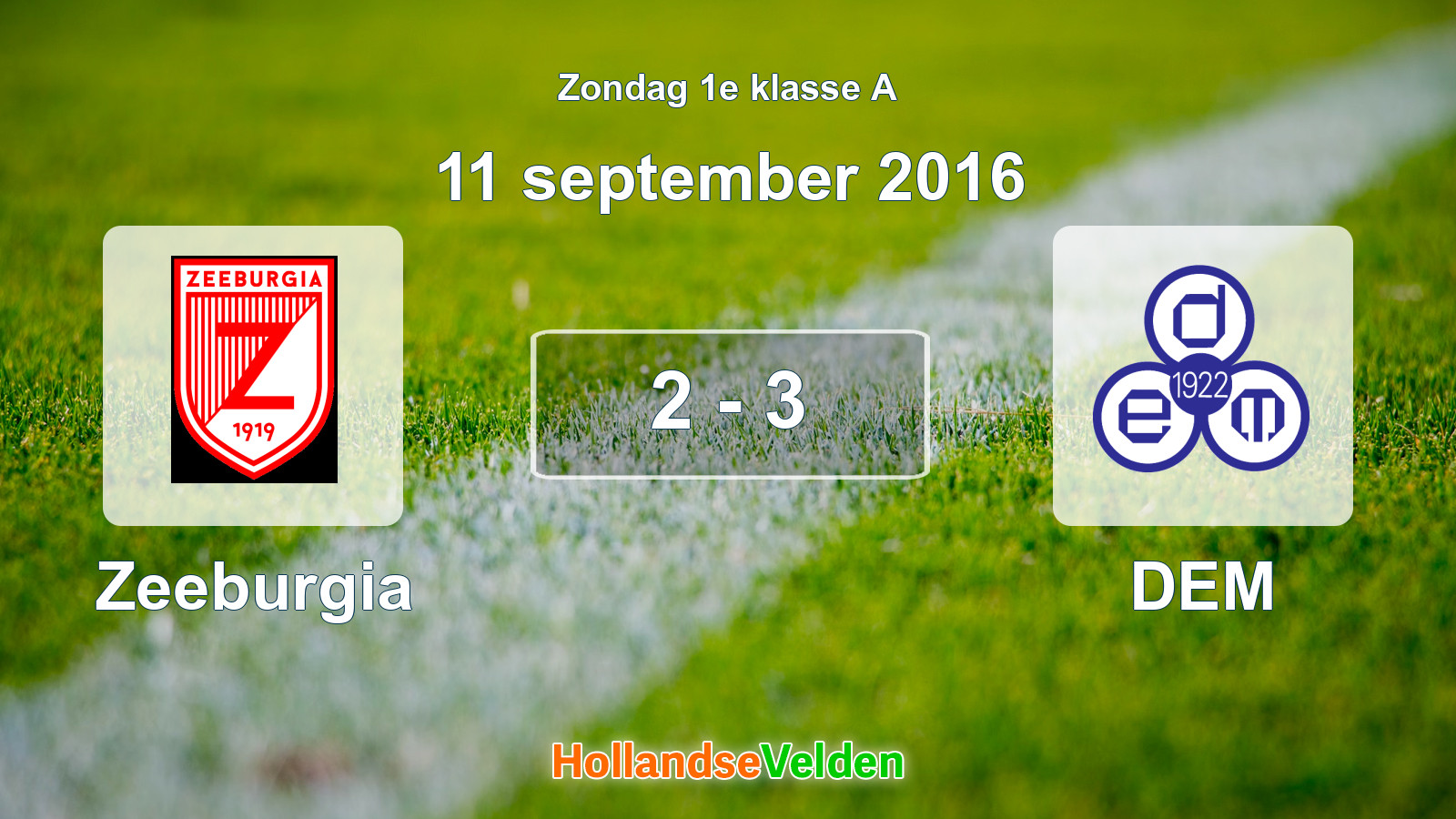 Gespeelde wedstrijd: Zeeburgia - DEM 2 - 3 (11 september 2016)