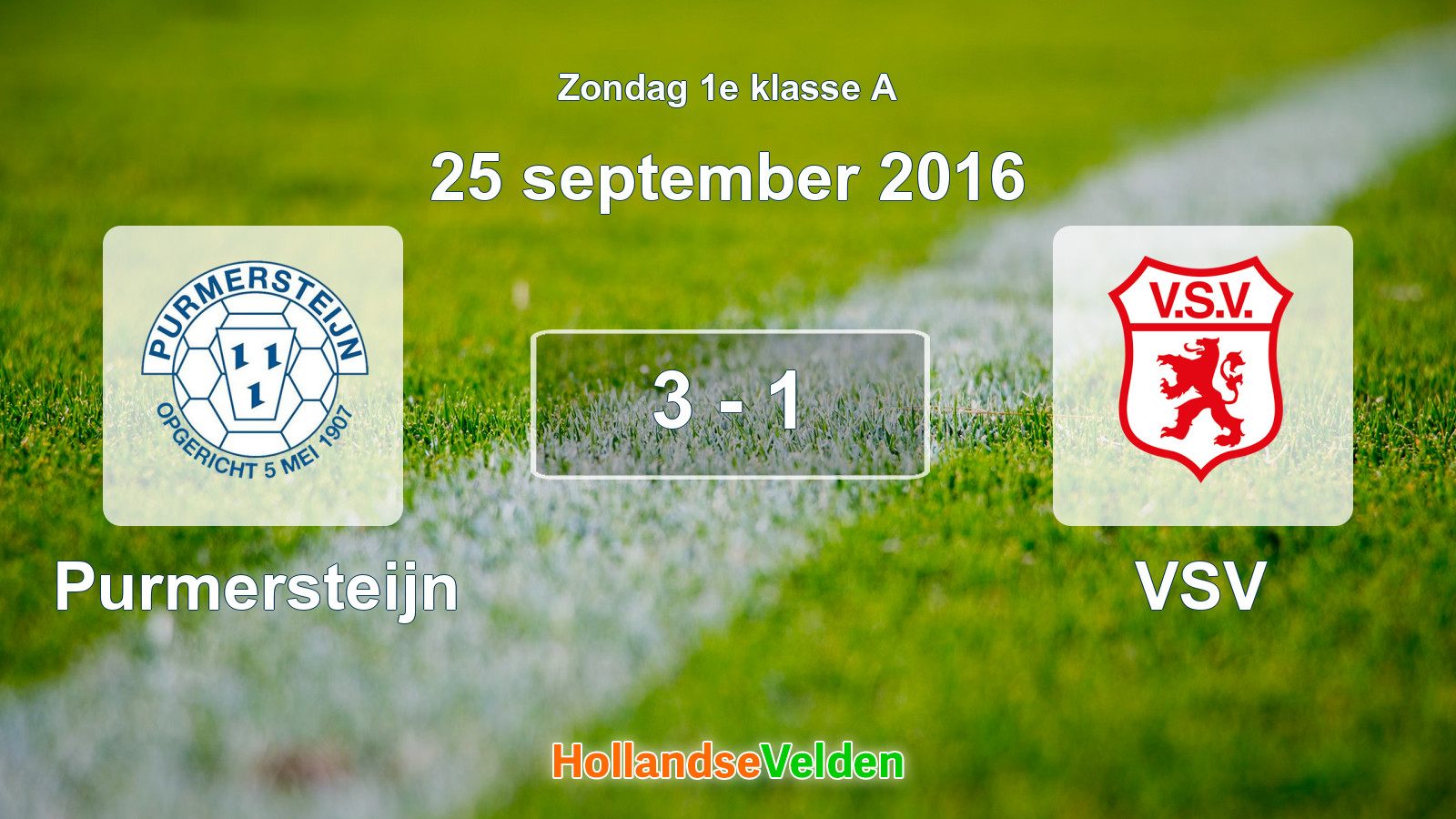 Gespeelde wedstrijd: Purmersteijn - VSV 3 - 1 (25 september 2016)