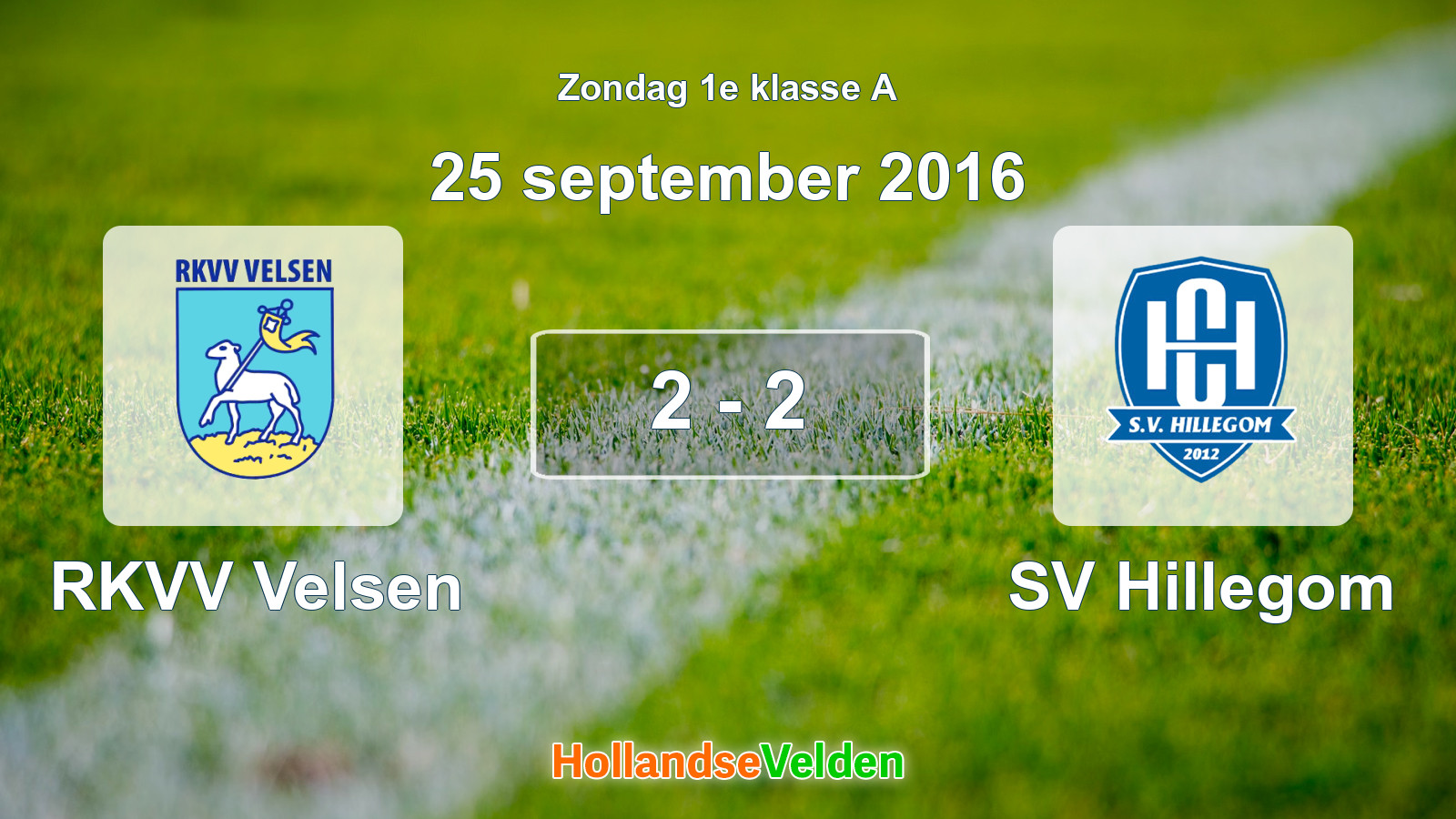 Gespeelde wedstrijd: RKVV Velsen - SV Hillegom 2 - 2 (25 september 2016)