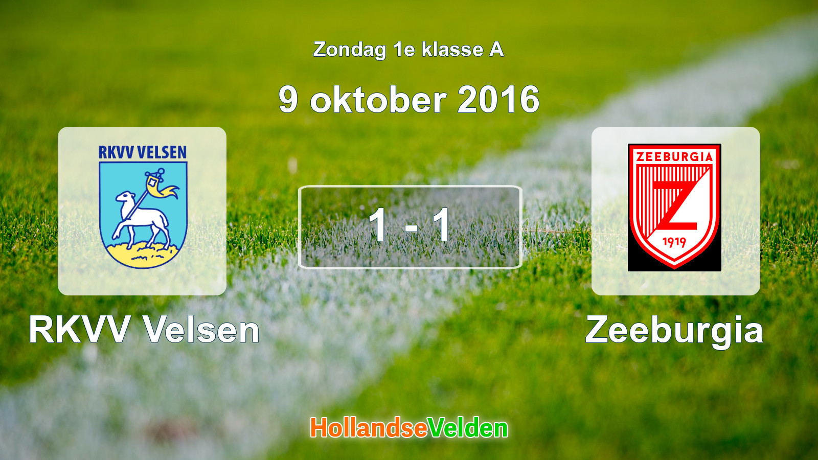 Gespeelde wedstrijd: RKVV Velsen - Zeeburgia 1 - 1 (9 oktober 2016)