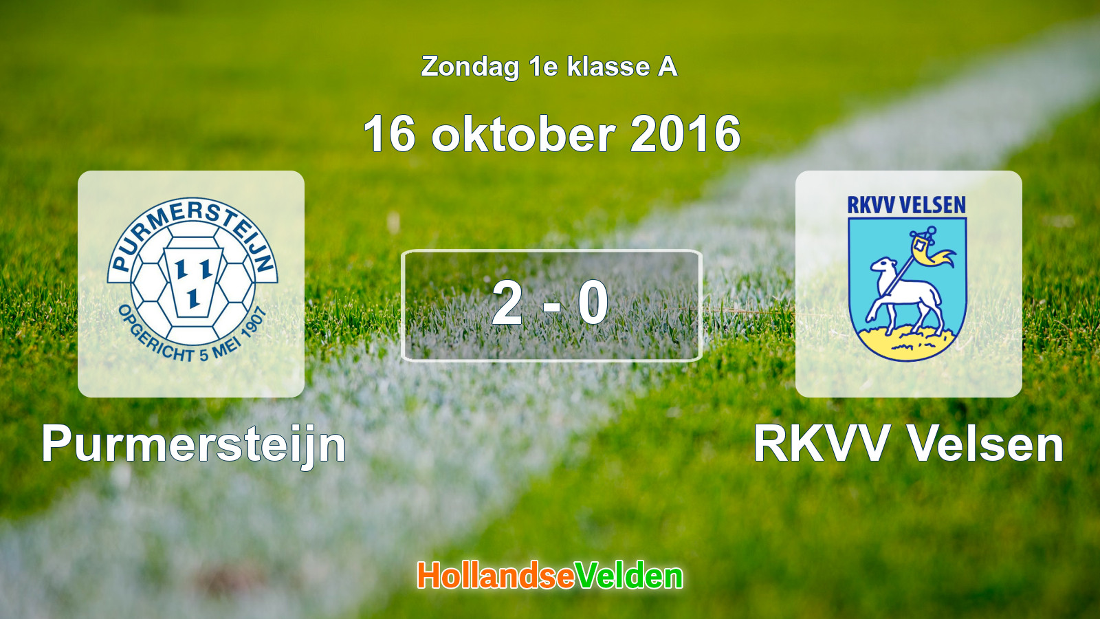 Gespeelde wedstrijd: Purmersteijn - RKVV Velsen 2 - 0 (16 oktober 2016)