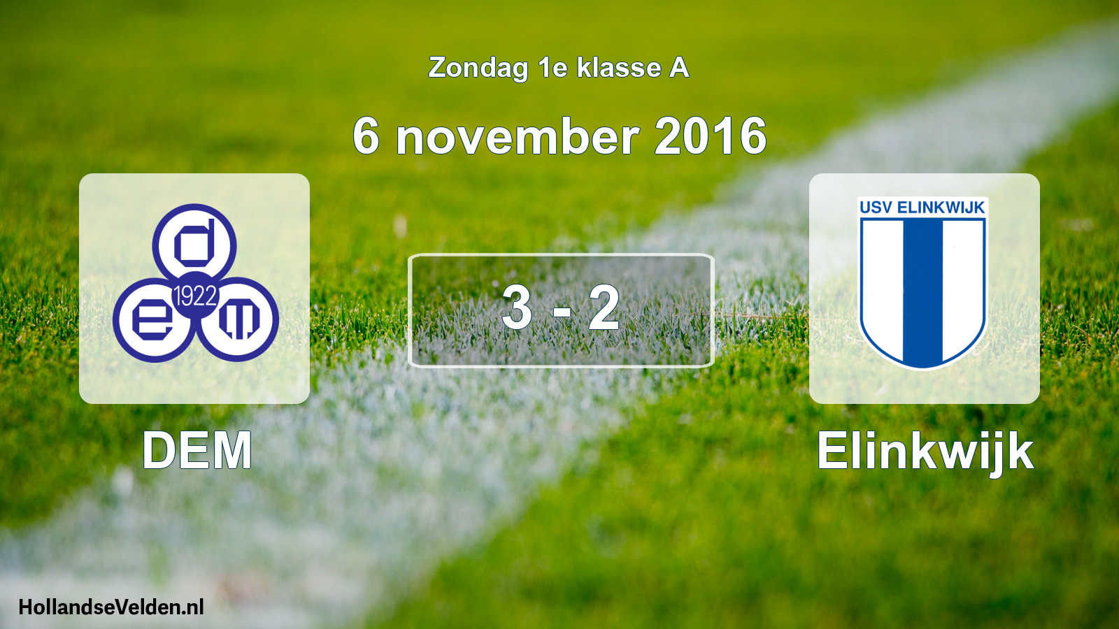 Gespeelde wedstrijd: DEM - Elinkwijk 3 - 2 (6 november 2016)
