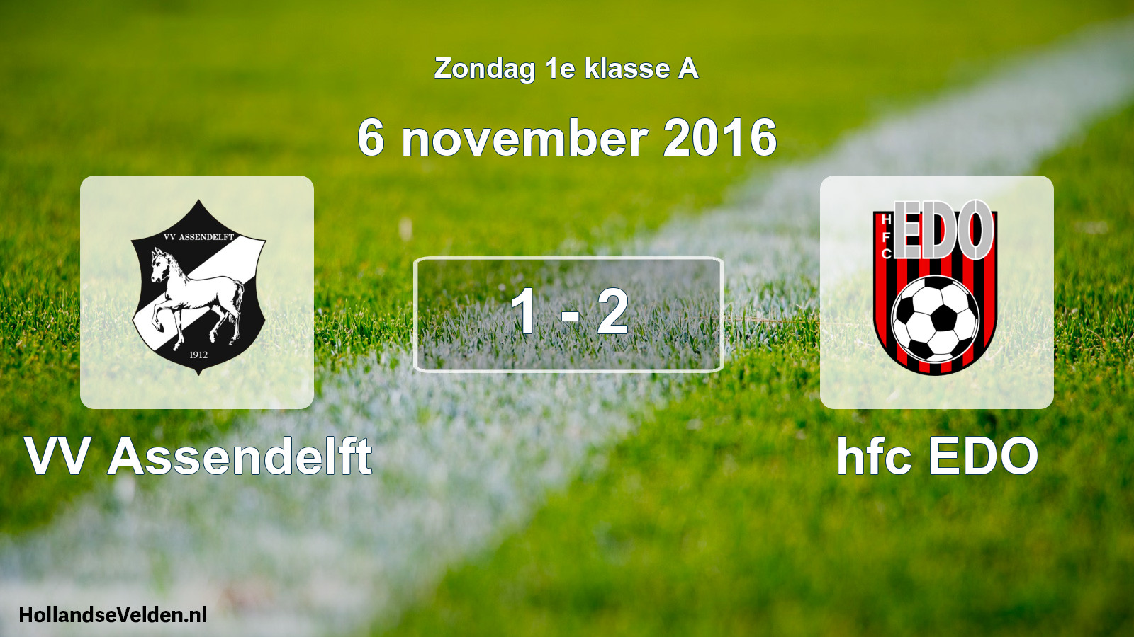 Gespeelde wedstrijd: VV Assendelft - hfc EDO 1 - 2 (6 november 2016)