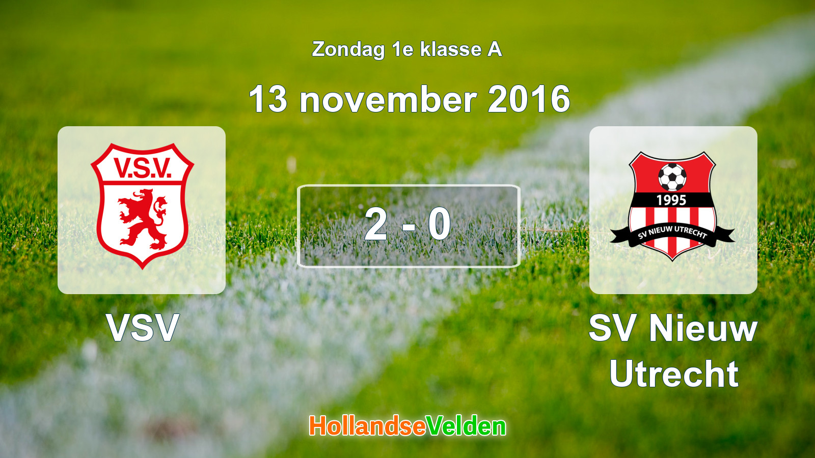 Gespeelde wedstrijd: VSV - SV Nieuw Utrecht 2 - 0 (13 november 2016)