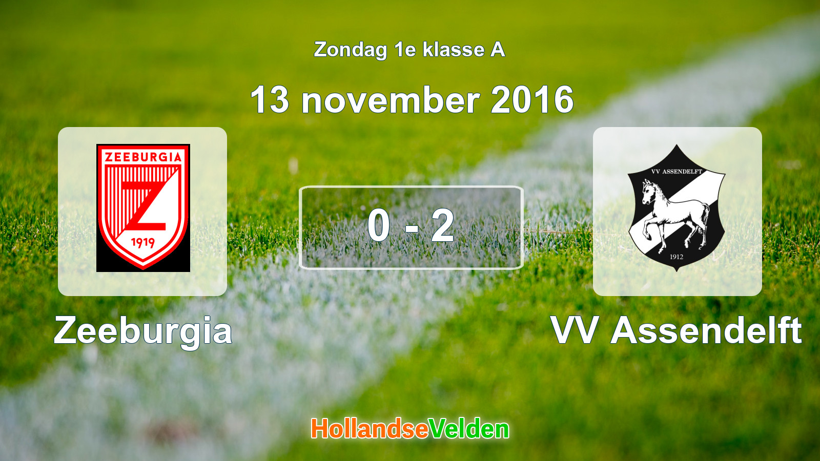 Gespeelde wedstrijd: Zeeburgia - VV Assendelft 0 - 2 (13 november 2016)