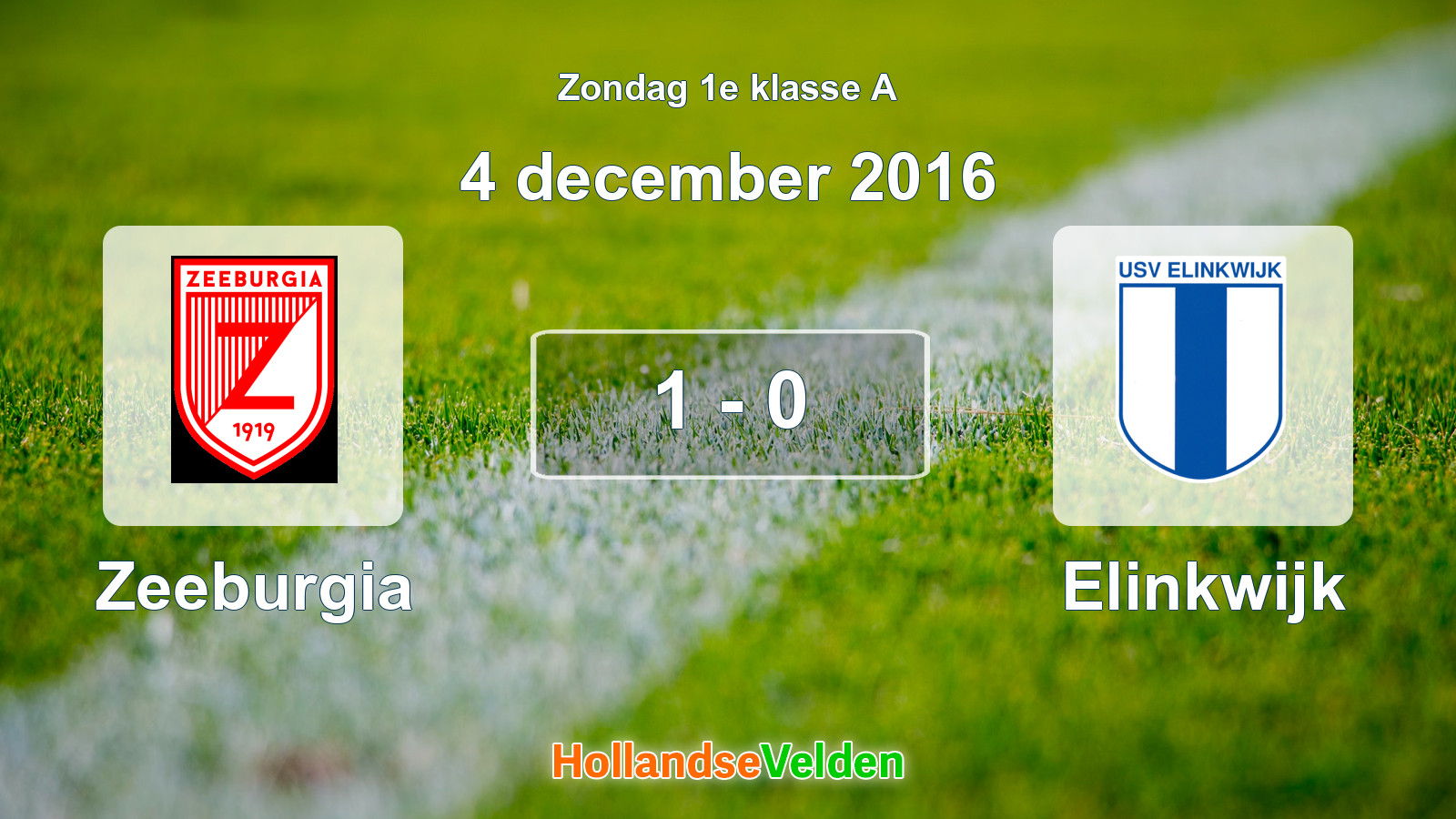 Gespeelde wedstrijd: Zeeburgia - Elinkwijk 1 - 0 (4 december 2016)
