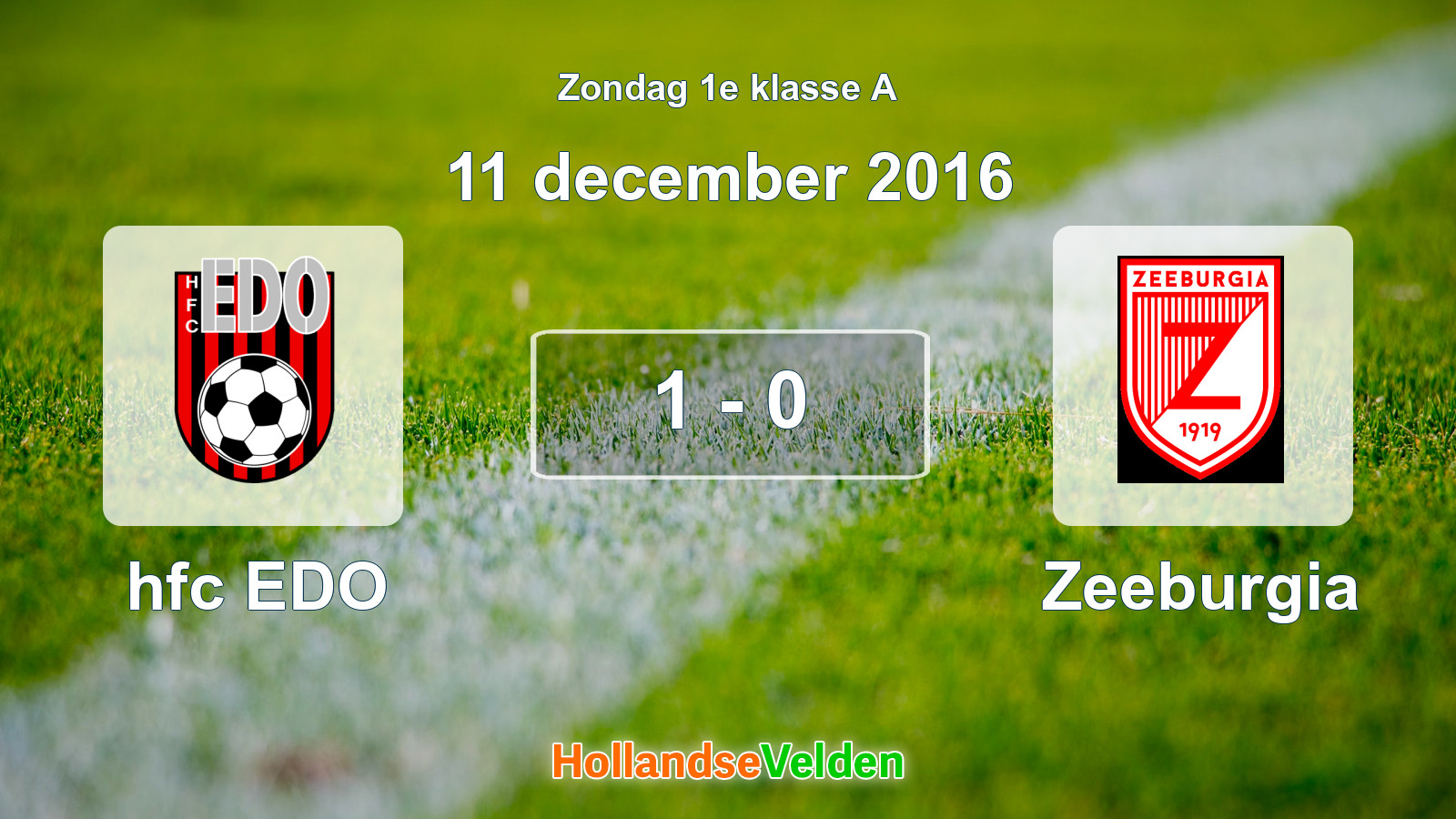 Gespeelde wedstrijd: hfc EDO - Zeeburgia 1 - 0 (11 december 2016)