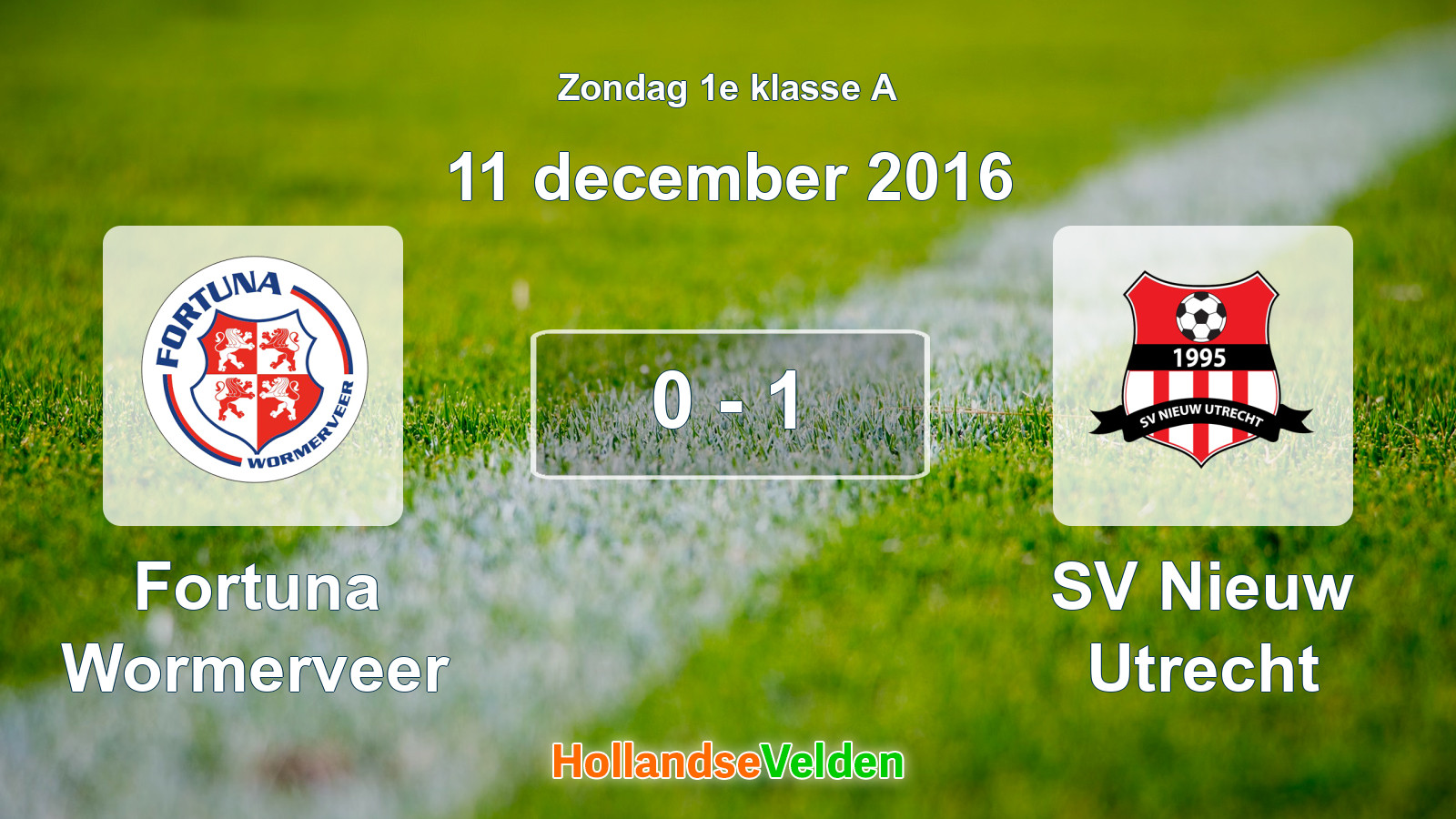 Gespeelde wedstrijd: Fortuna Wormerveer - SV Nieuw Utrecht 0 - 1 (11 december 2016)
