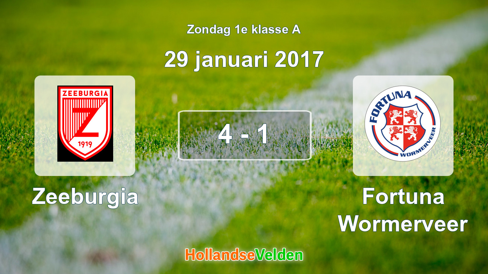Gespeelde wedstrijd: Zeeburgia - Fortuna Wormerveer 4 - 1 (29 januari 2017)