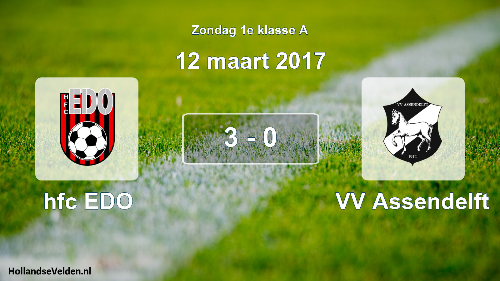 Gespeelde wedstrijd: hfc EDO - VV Assendelft 3 - 0 (12 maart 2017)