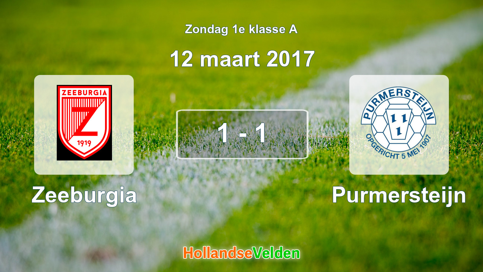 Gespeelde wedstrijd: Zeeburgia - Purmersteijn 1 - 1 (12 maart 2017)