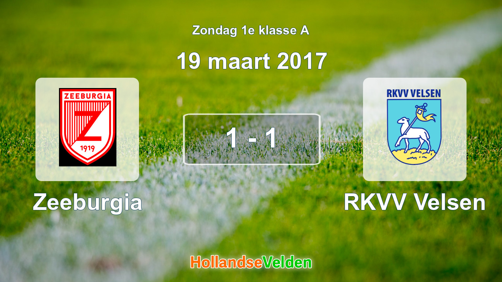 Gespeelde wedstrijd: Zeeburgia - RKVV Velsen 1 - 1 (19 maart 2017)