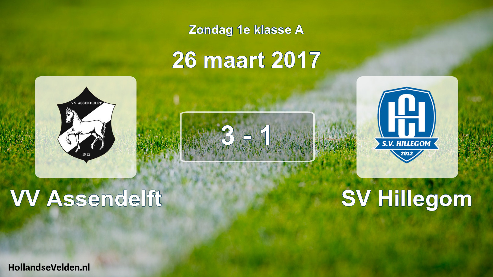 Gespeelde wedstrijd: VV Assendelft - SV Hillegom 3 - 1 (26 maart 2017)