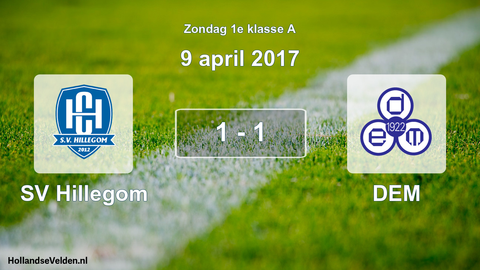 Gespeelde wedstrijd: SV Hillegom - DEM 1 - 1 (9 april 2017)