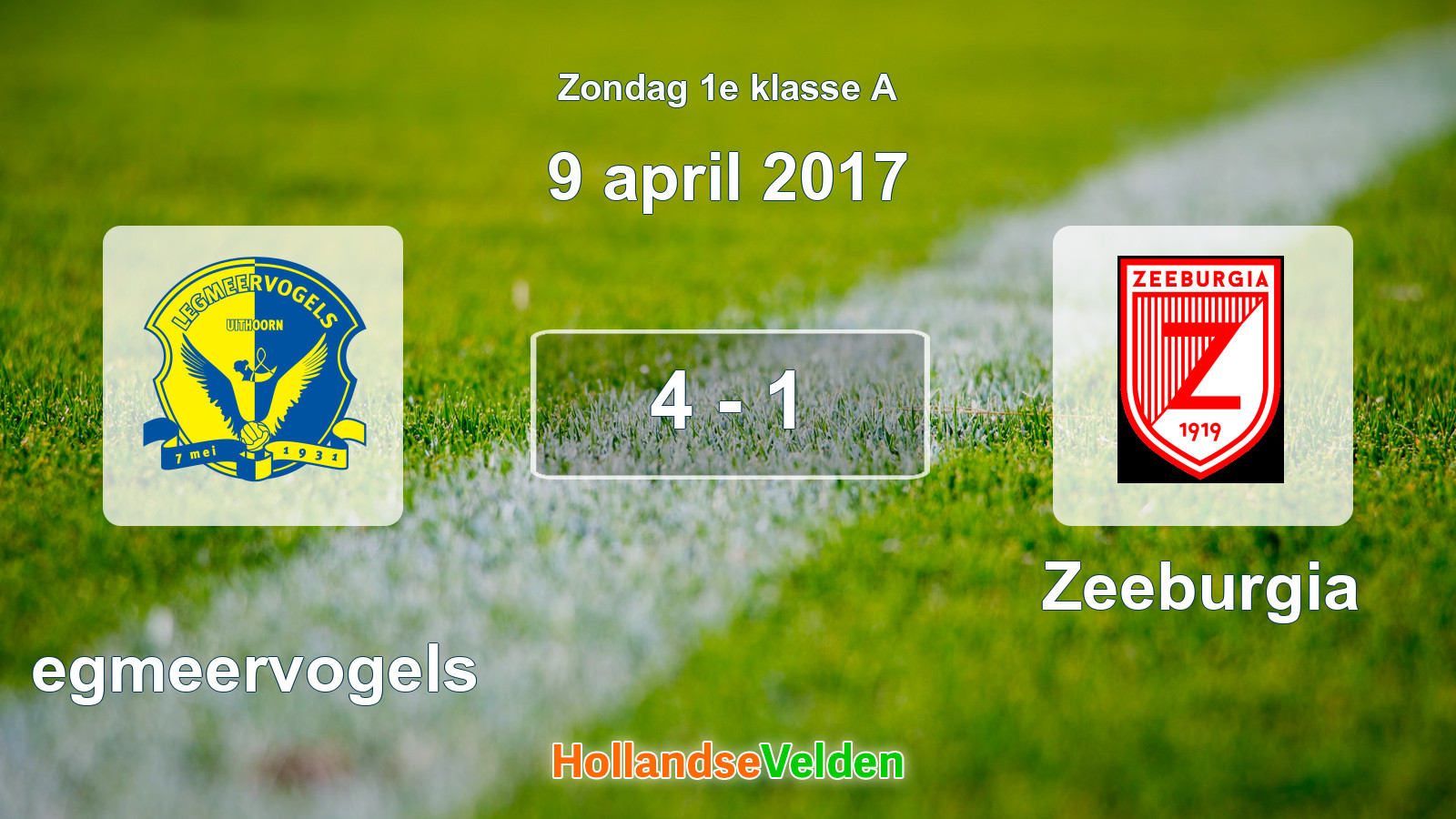 Gespeelde wedstrijd: Legmeervogels - Zeeburgia 4 - 1 (9 april 2017)