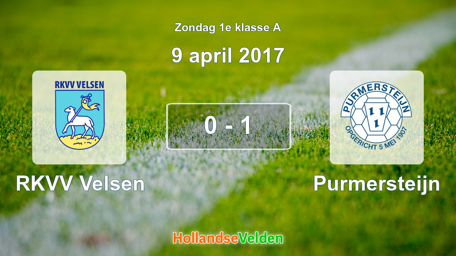 Gespeelde wedstrijd: RKVV Velsen - Purmersteijn 0 - 1 (9 april 2017)