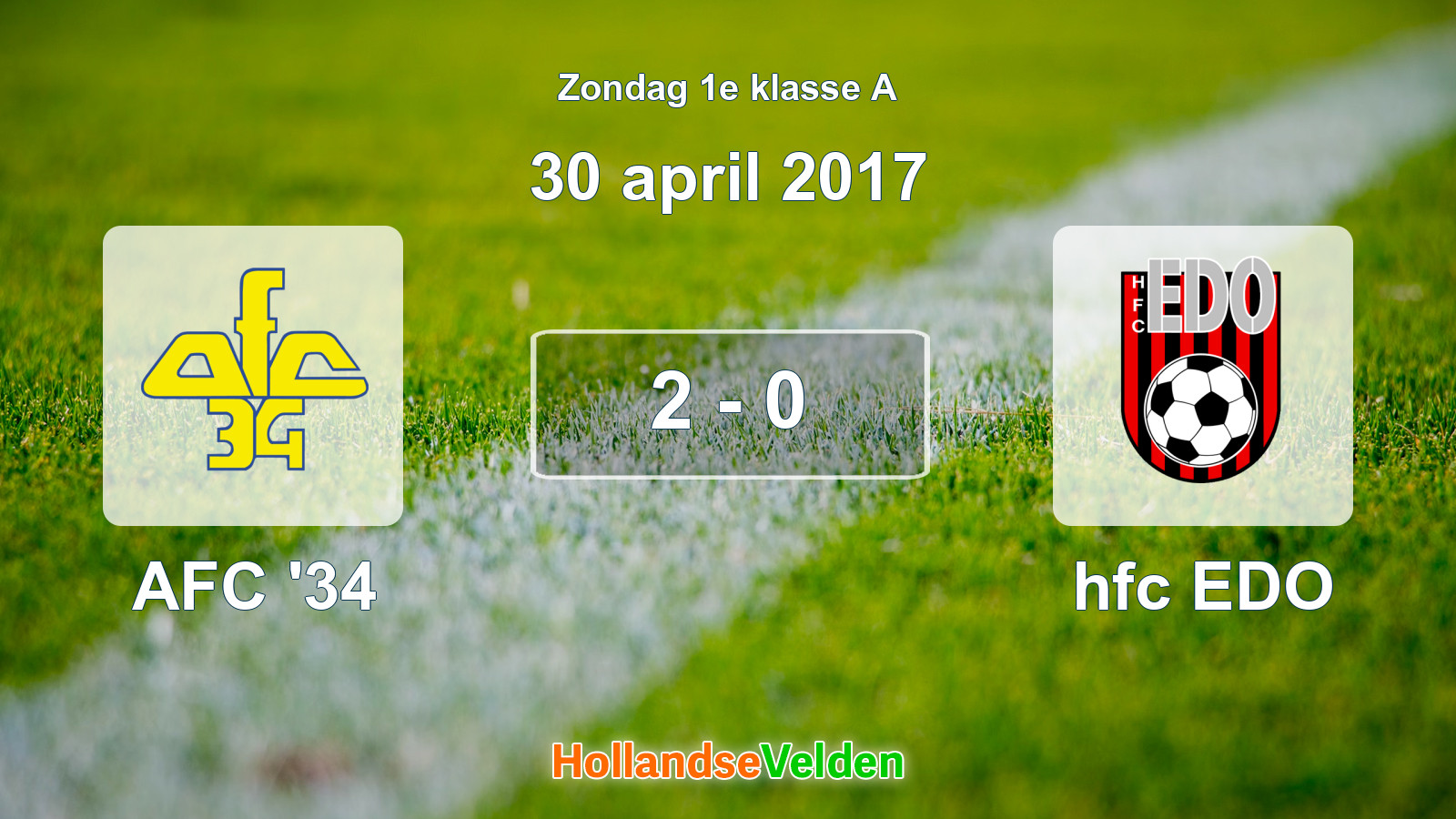 Gespeelde wedstrijd: AFC '34 - hfc EDO 2 - 0 (30 april 2017)
