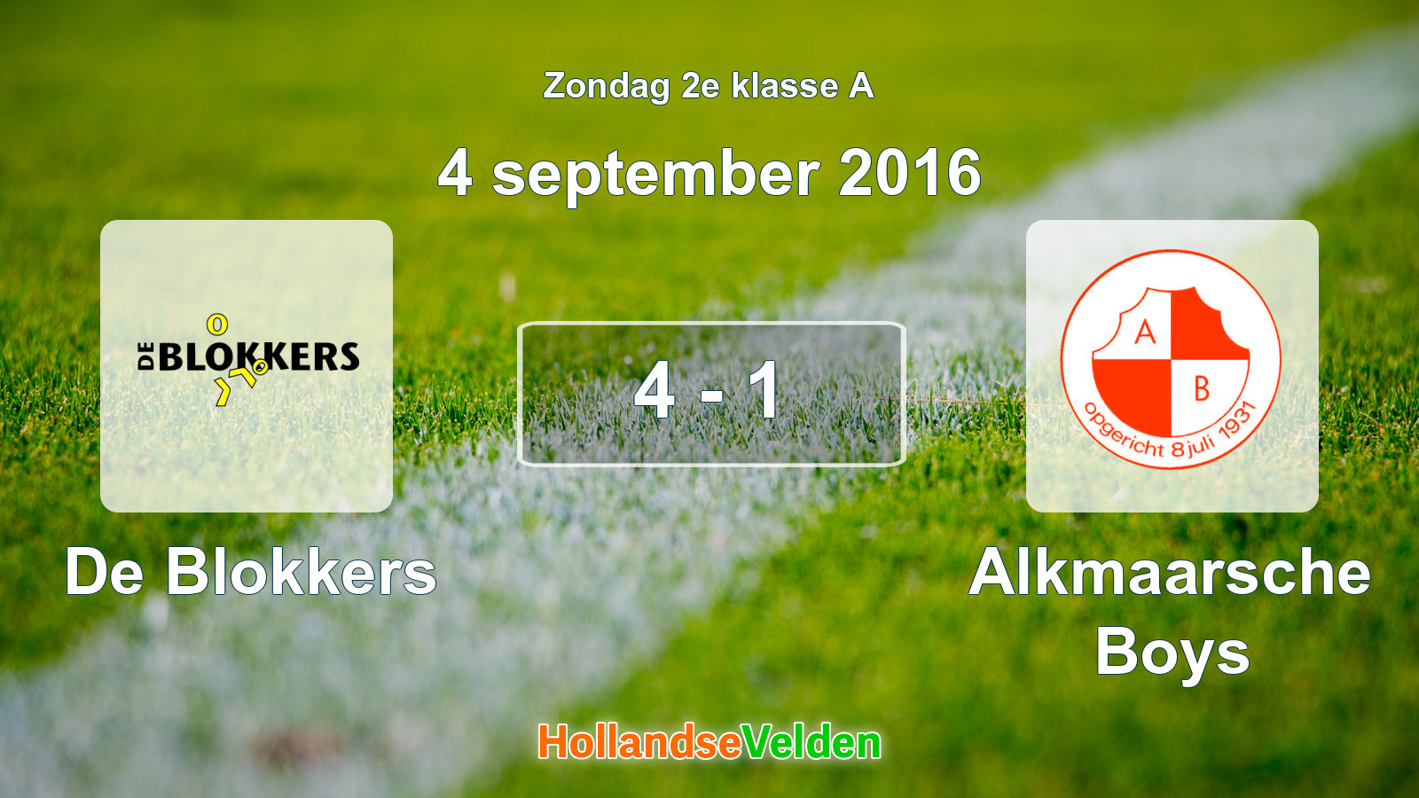Gespeelde wedstrijd: De Blokkers - Alkmaarsche Boys 4 - 1 (4 september 2016)