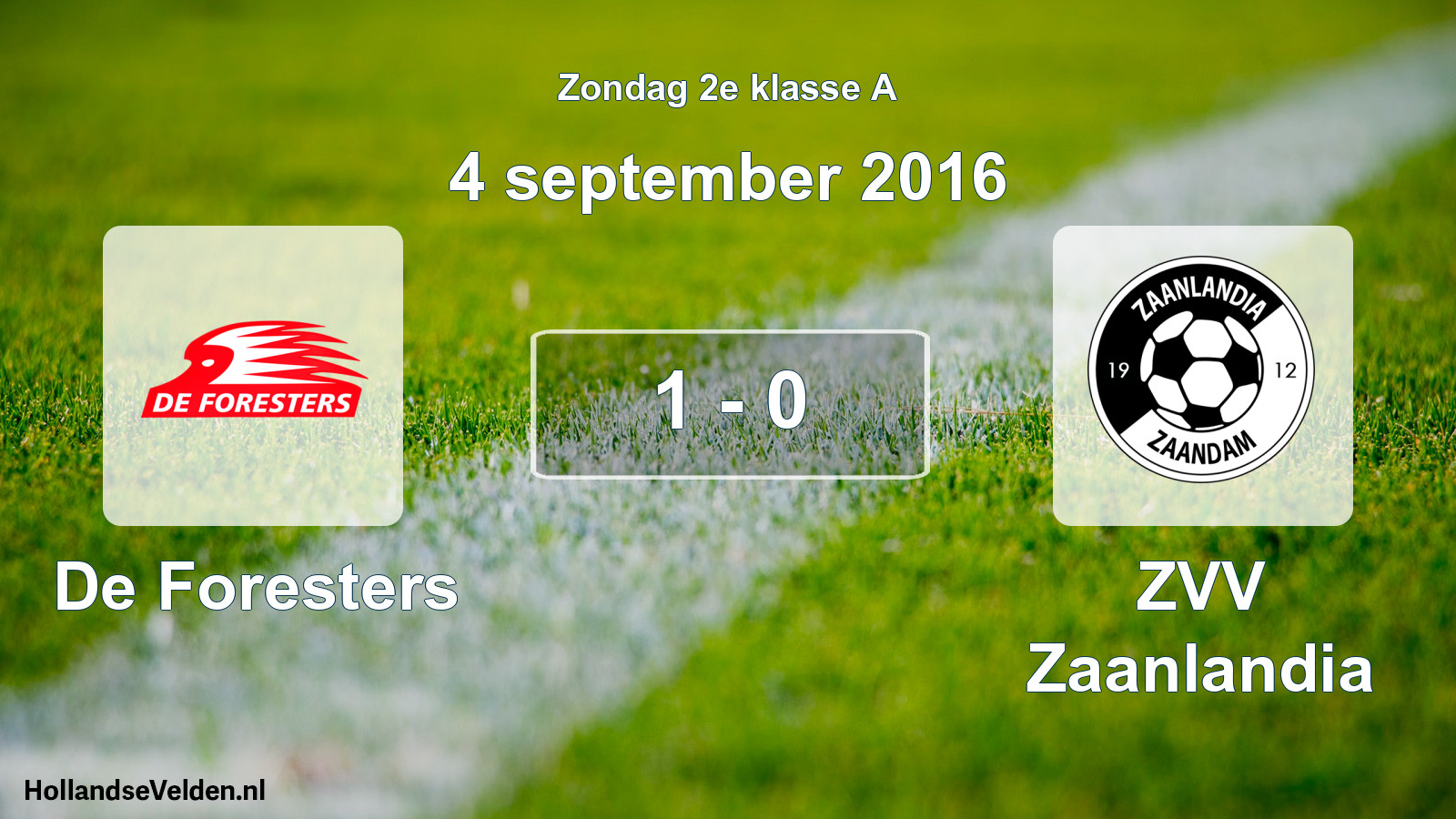 Gespeelde wedstrijd: De Foresters - ZVV Zaanlandia 1 - 0 (4 september 2016)