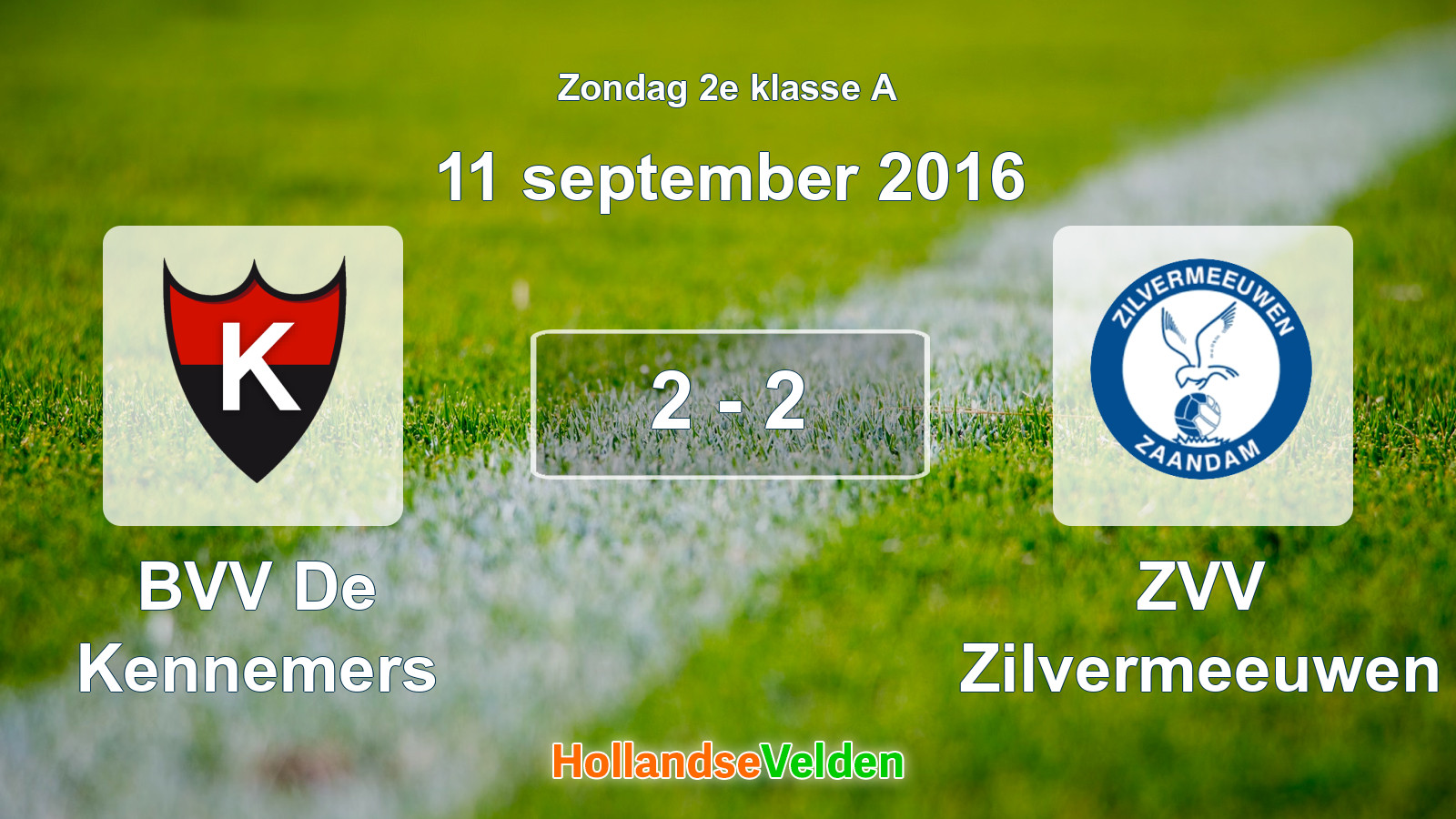 Gespeelde wedstrijd: BVV De Kennemers - ZVV Zilvermeeuwen 2 - 2 (11 september 2016)