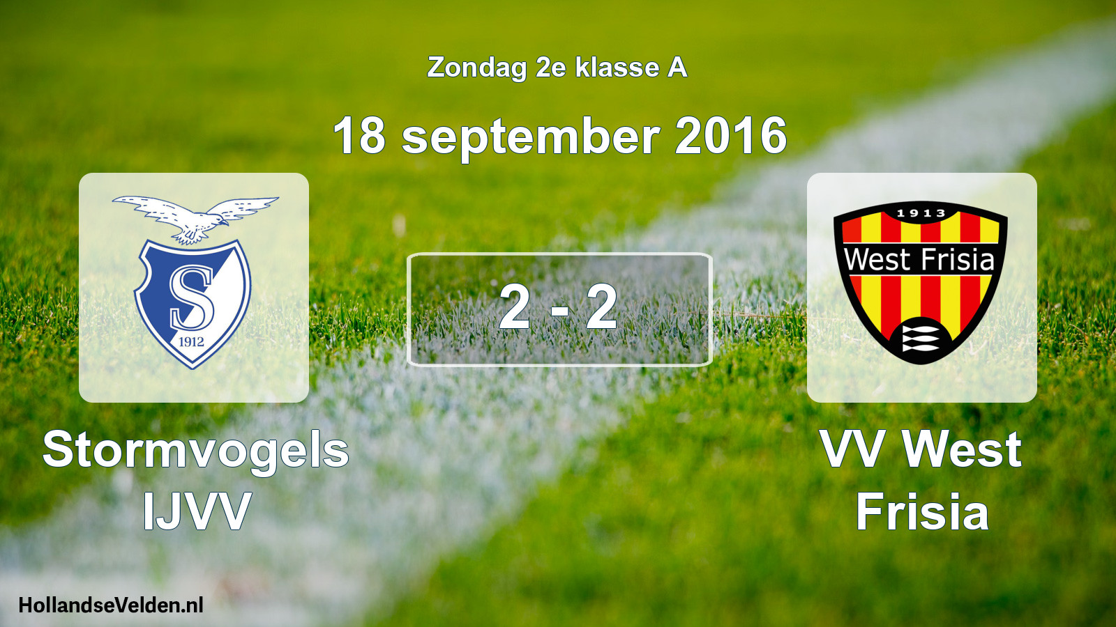 Gespeelde wedstrijd: Stormvogels IJVV - VV West Frisia 2 - 2 (18 september 2016)