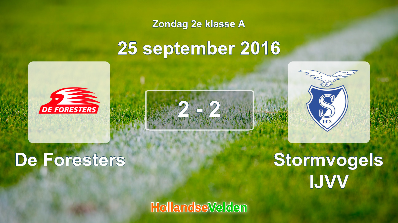 Gespeelde wedstrijd: De Foresters - Stormvogels IJVV 2 - 2 (25 september 2016)