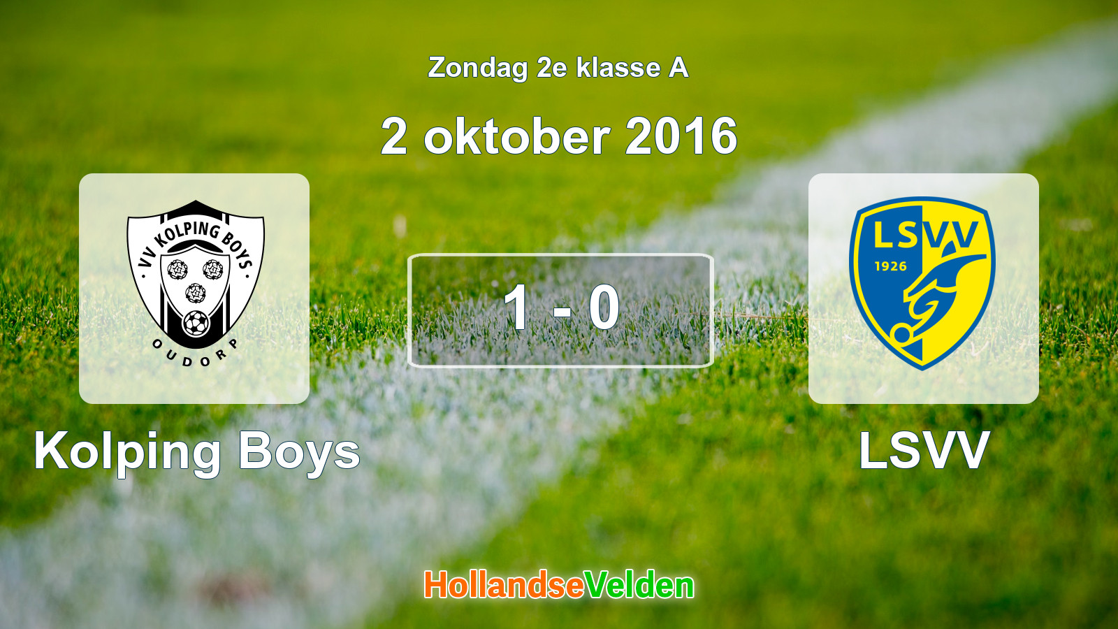 Gespeelde wedstrijd: Kolping Boys - LSVV 1 - 0 (2 oktober 2016)