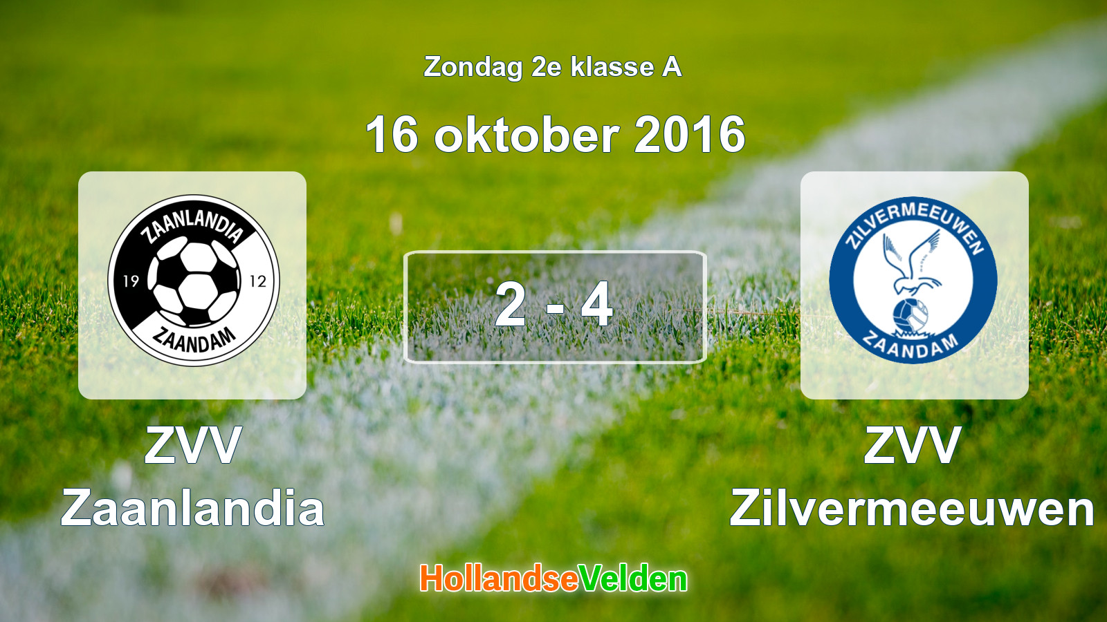 Gespeelde wedstrijd: ZVV Zaanlandia - ZVV Zilvermeeuwen 2 - 4 (16 oktober 2016)