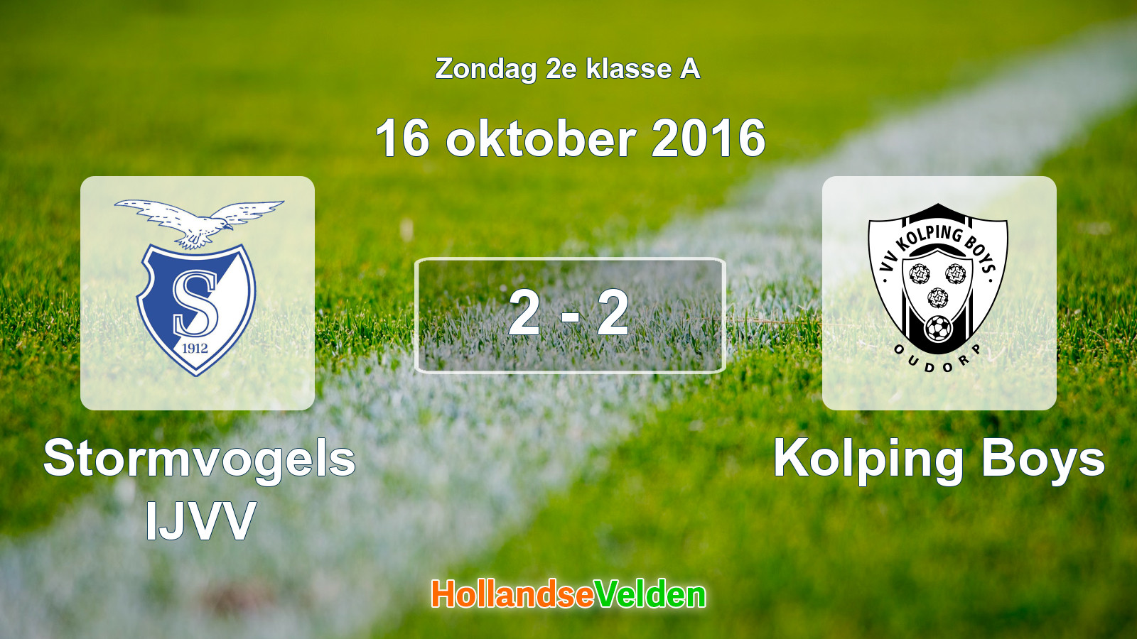 Gespeelde wedstrijd: Stormvogels IJVV - Kolping Boys 2 - 2 (16 oktober 2016)