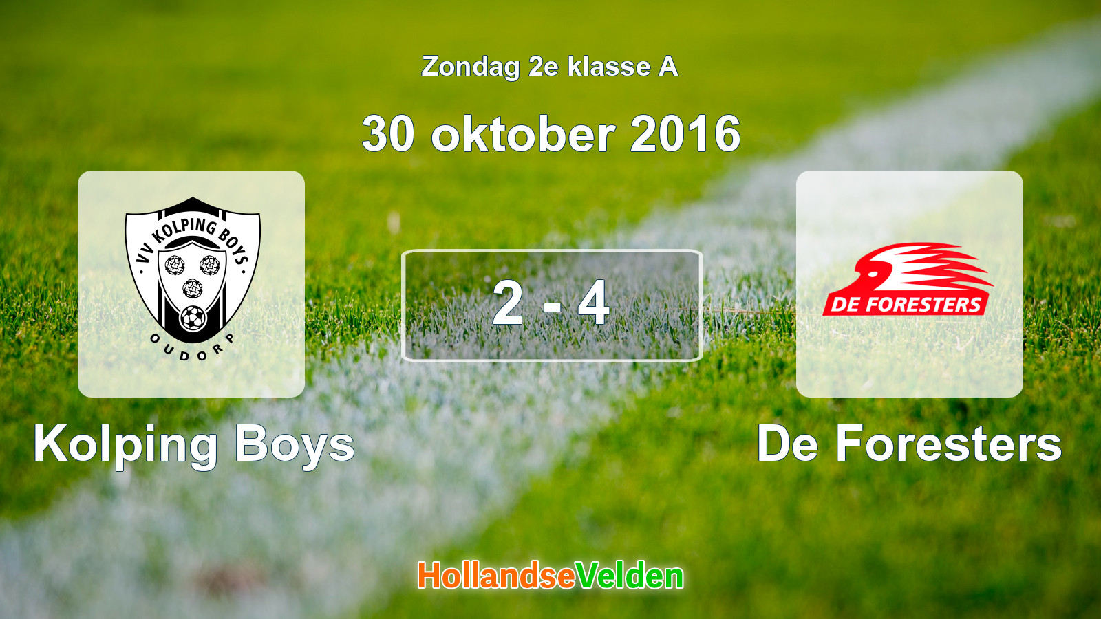 Gespeelde wedstrijd: Kolping Boys - De Foresters 2 - 4 (30 oktober 2016)