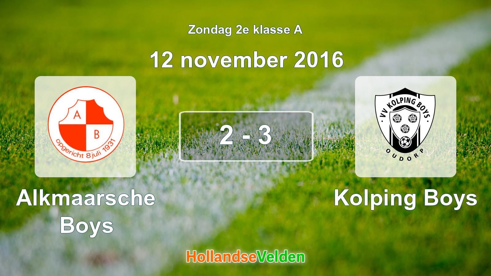Gespeelde wedstrijd: Alkmaarsche Boys - Kolping Boys 2 - 3 (12 november 2016)