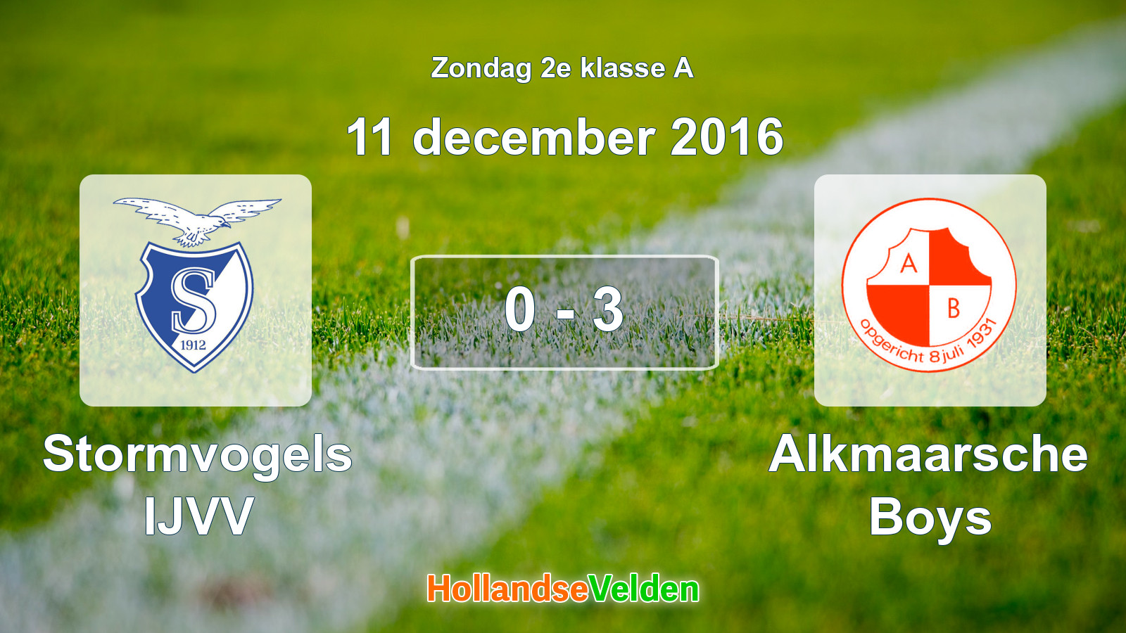 Gespeelde wedstrijd: Stormvogels IJVV - Alkmaarsche Boys 0 - 3 (11 december 2016)