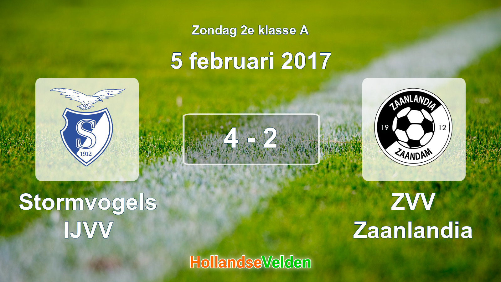 Gespeelde wedstrijd: Stormvogels IJVV - ZVV Zaanlandia 4 - 2 (5 februari 2017)