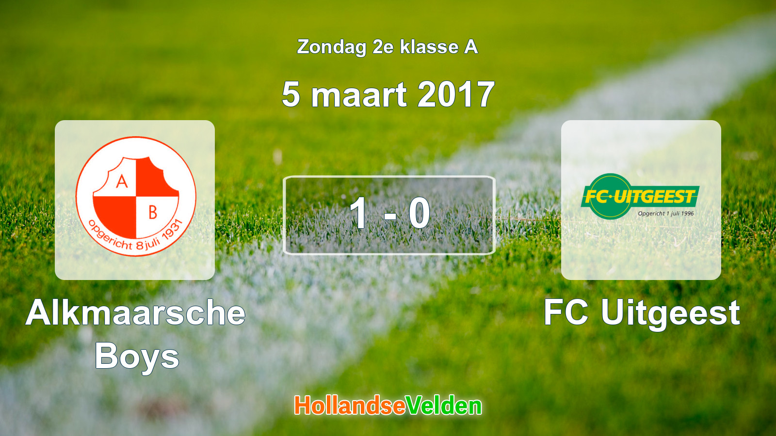 Gespeelde wedstrijd: Alkmaarsche Boys - FC Uitgeest 1 - 0 (5 maart 2017)