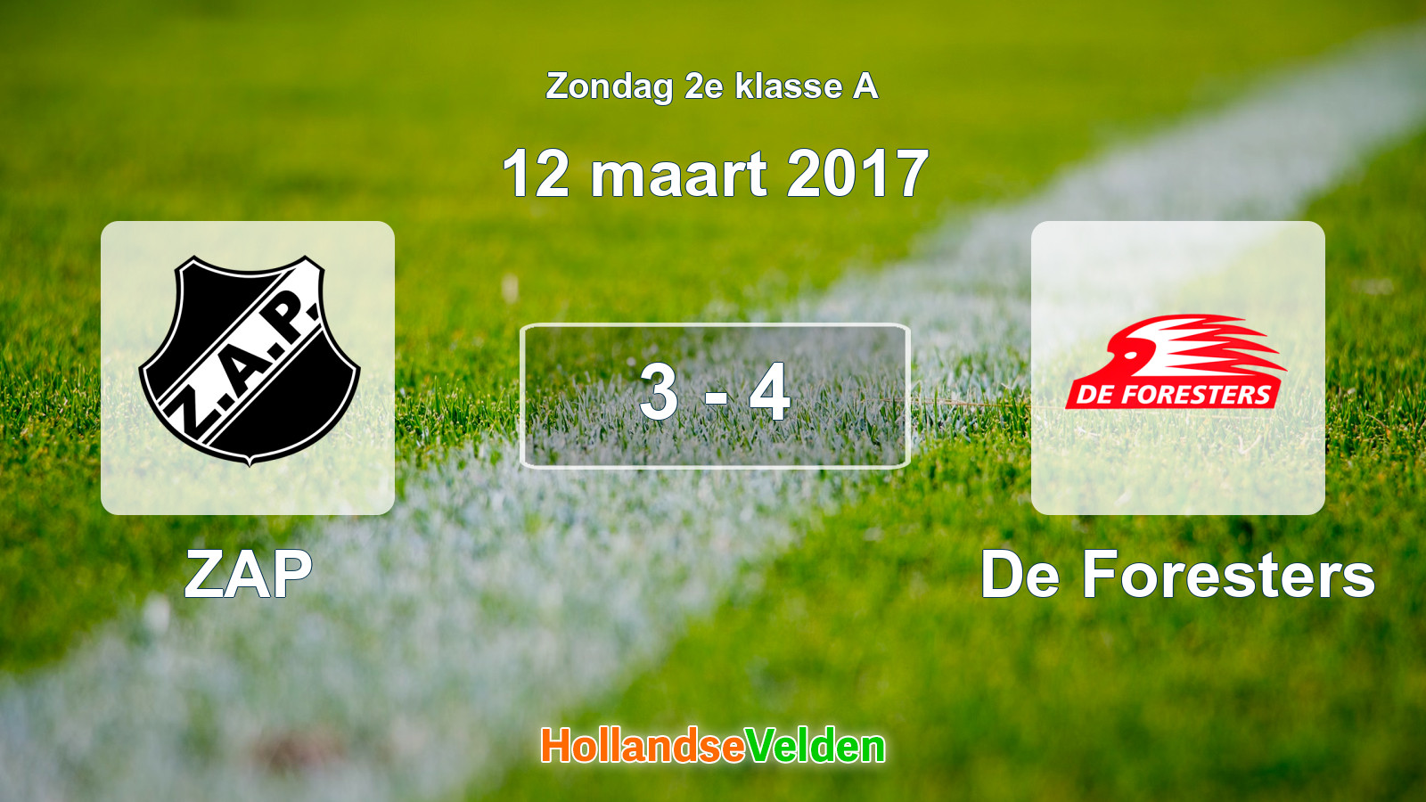 Gespeelde wedstrijd: ZAP - De Foresters 3 - 4 (12 maart 2017)