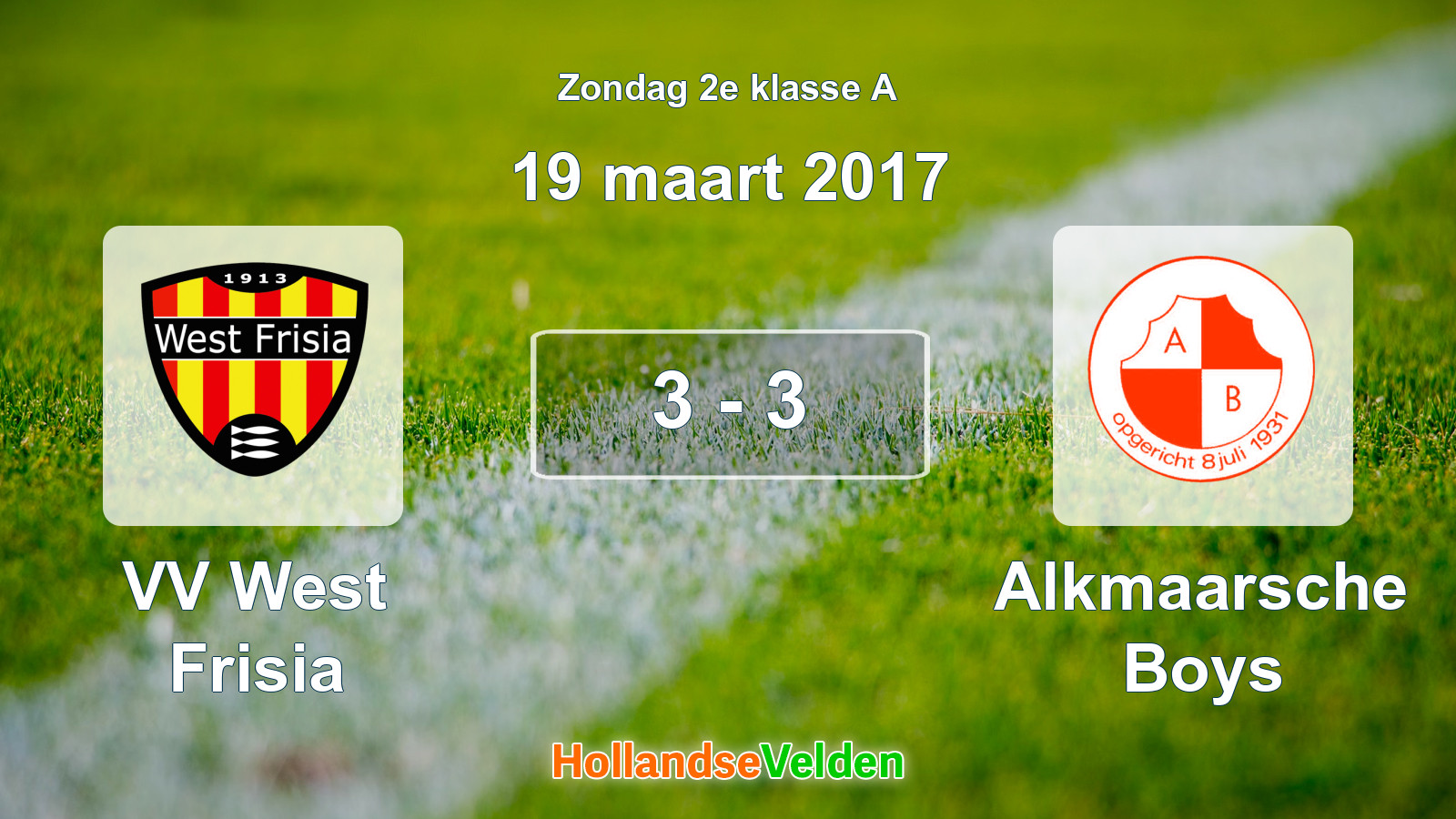 Gespeelde wedstrijd: VV West Frisia - Alkmaarsche Boys 3 - 3 (19 maart 2017)