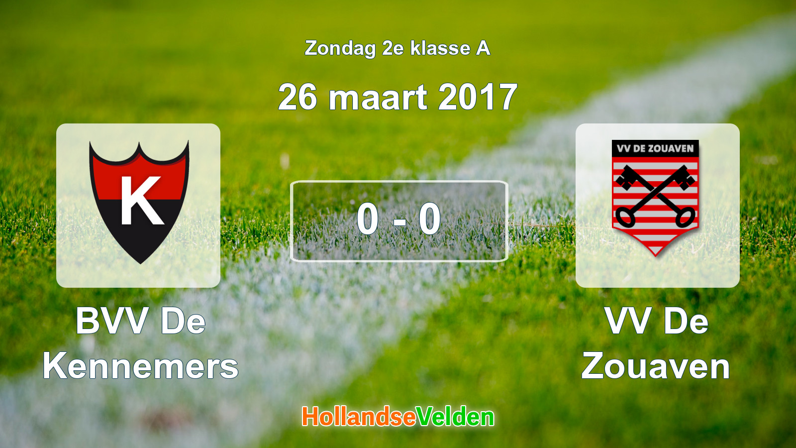 Gespeelde wedstrijd: BVV De Kennemers - VV De Zouaven 0 - 0 (26 maart 2017)