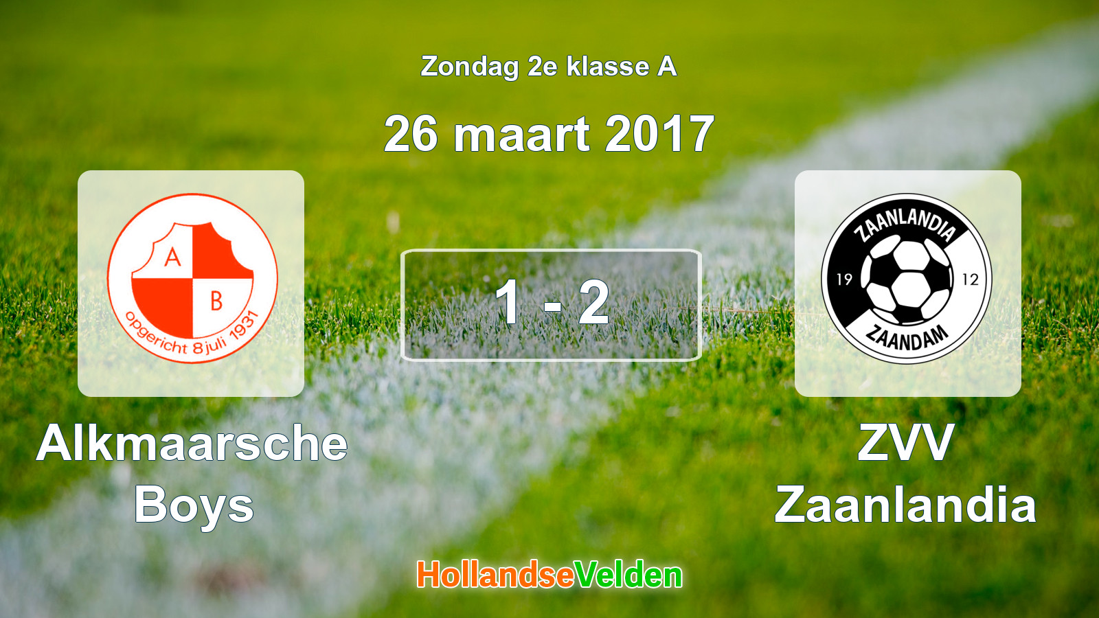 Gespeelde wedstrijd: Alkmaarsche Boys - ZVV Zaanlandia 1 - 2 (26 maart 2017)