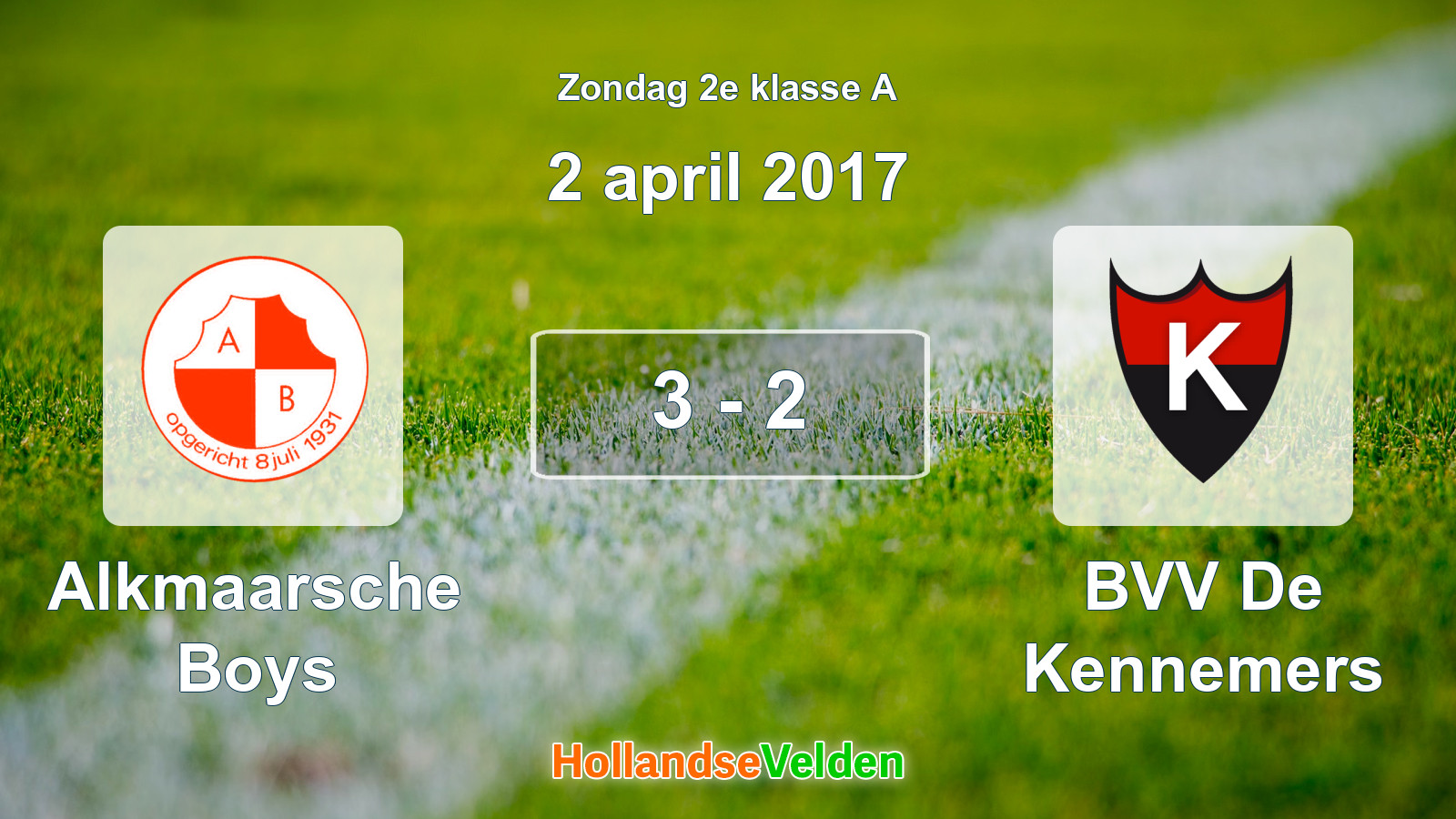 Gespeelde wedstrijd: Alkmaarsche Boys - BVV De Kennemers 3 - 2 (2 april 2017)