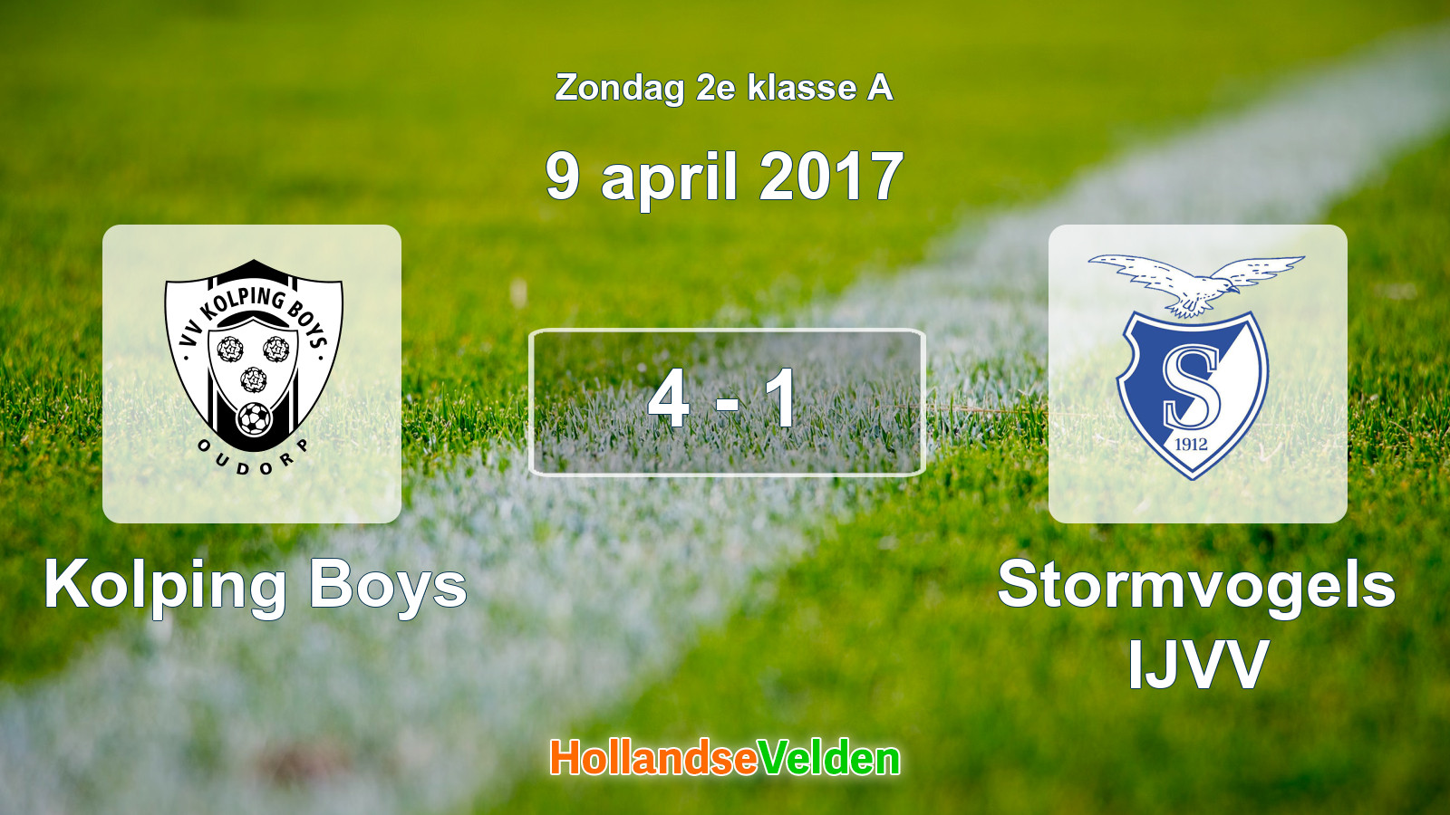 Gespeelde wedstrijd: Kolping Boys - Stormvogels IJVV 4 - 1 (9 april 2017)