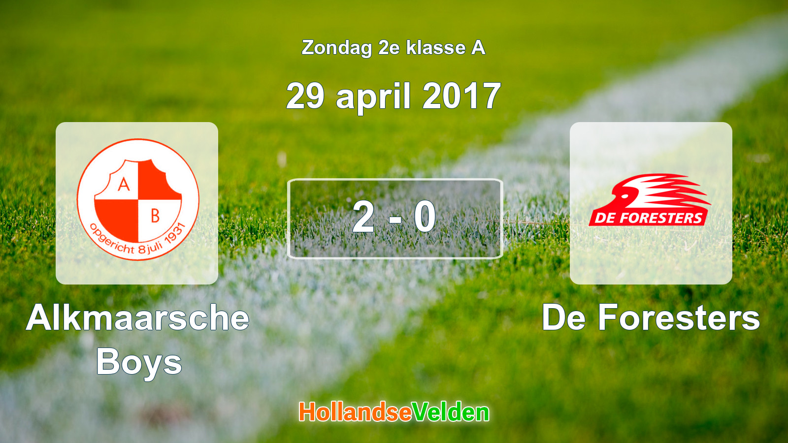 Gespeelde wedstrijd: Alkmaarsche Boys - De Foresters 2 - 0 (29 april 2017)