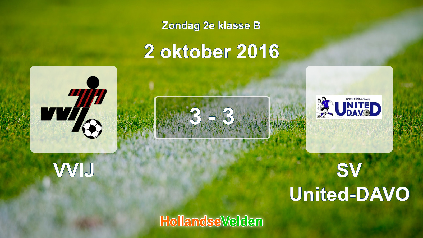 Gespeelde wedstrijd: VVIJ - SV United-DAVO 3 - 3 (2 oktober 2016)