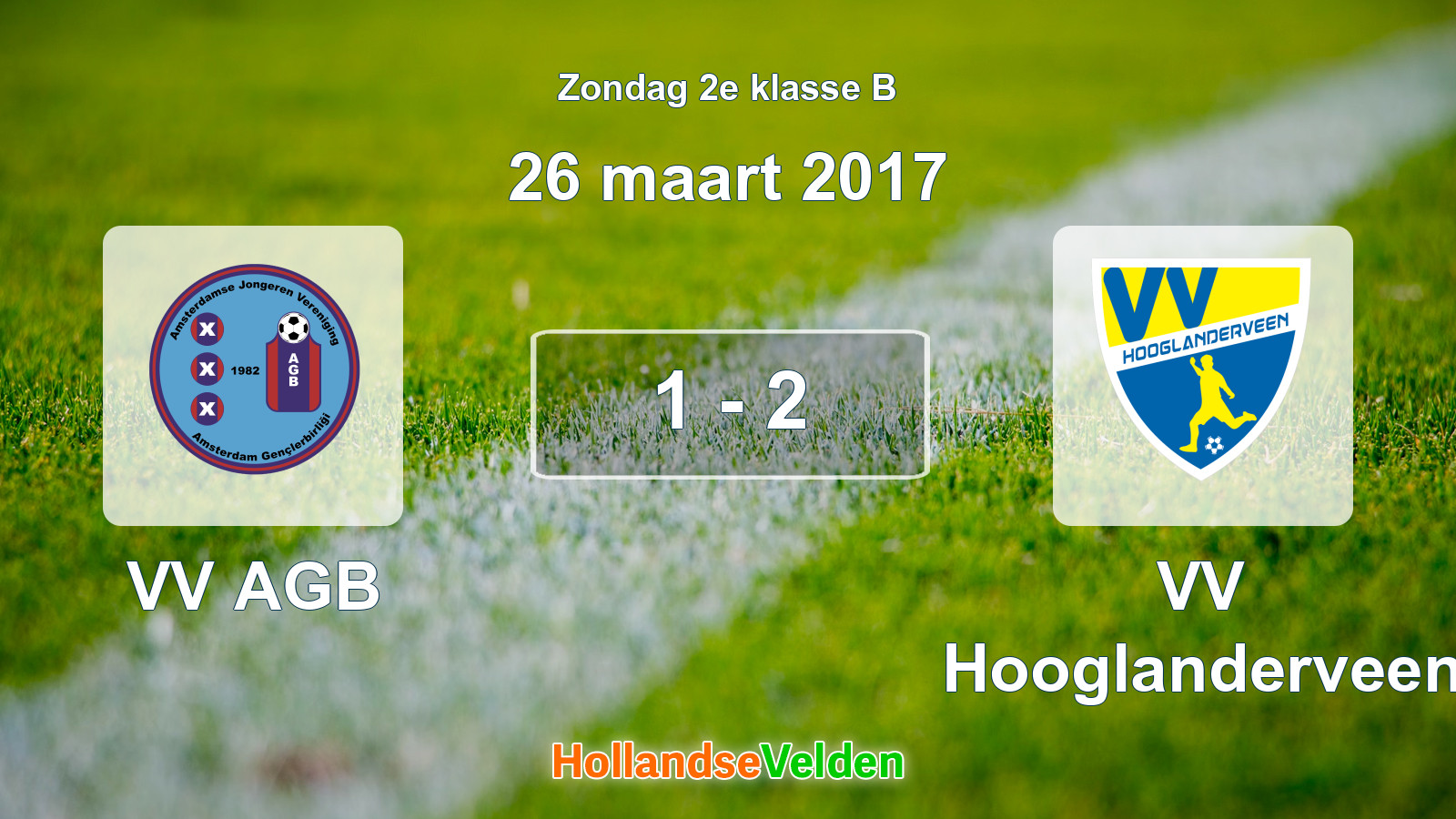 Gespeelde wedstrijd: VV AGB - VV Hooglanderveen 1 - 2 (26 maart 2017)