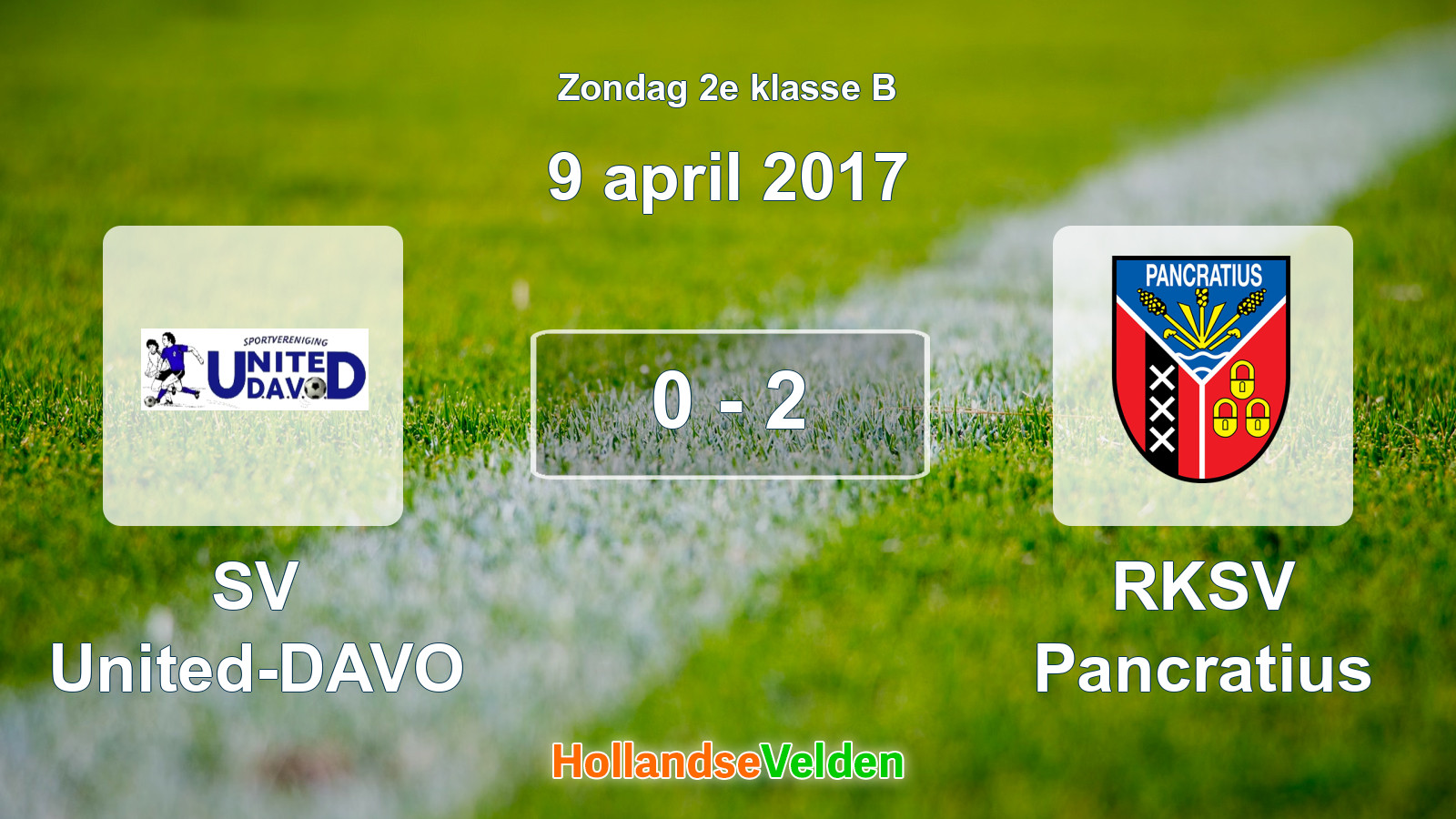 Gespeelde wedstrijd: SV United-DAVO - RKSV Pancratius 0 - 2 (9 april 2017)